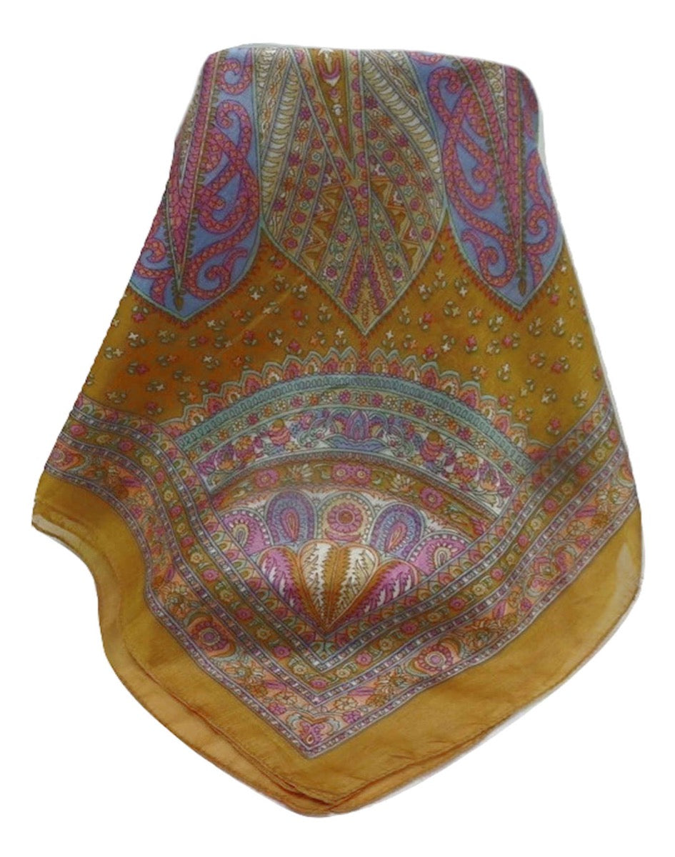 Mulberry Silk Traditional Square Scarf Ankita Gold by Pashmina & Silk