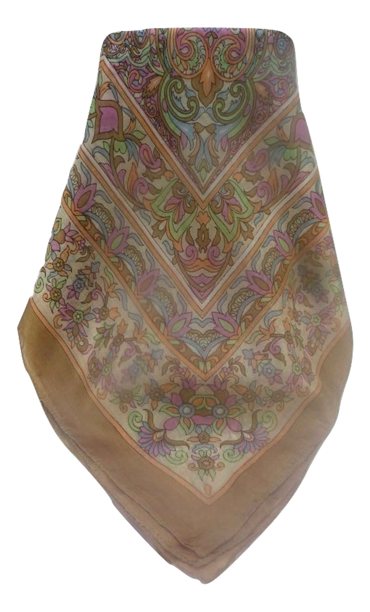 Mulberry Silk Traditional Square Scarf Alia Chestnut by Pashmina & Silk