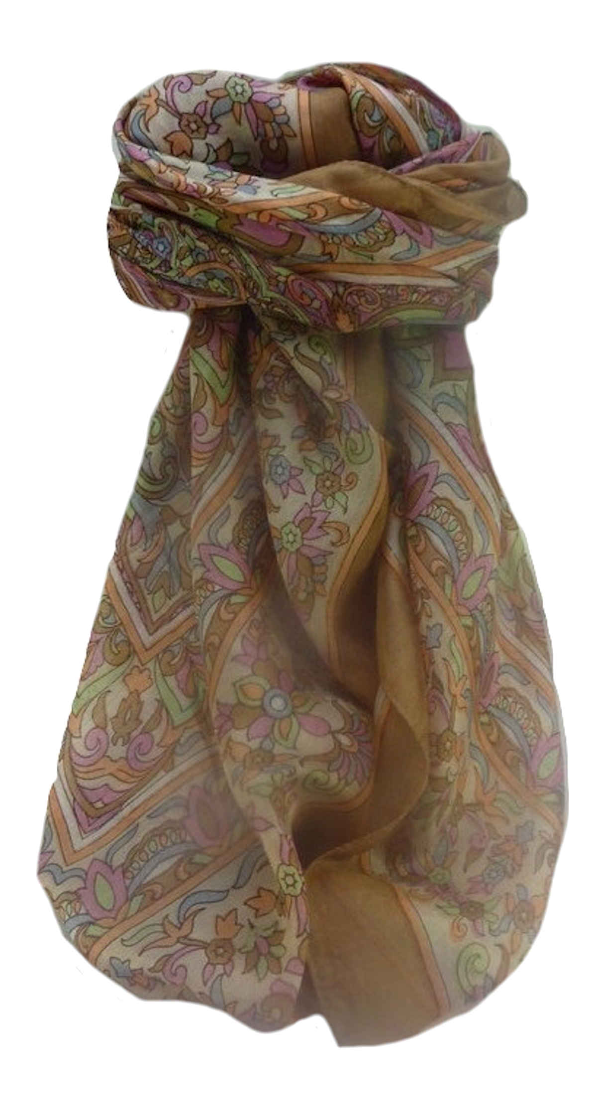 Mulberry Silk Traditional Square Scarf Alia Chestnut by Pashmina & Silk
