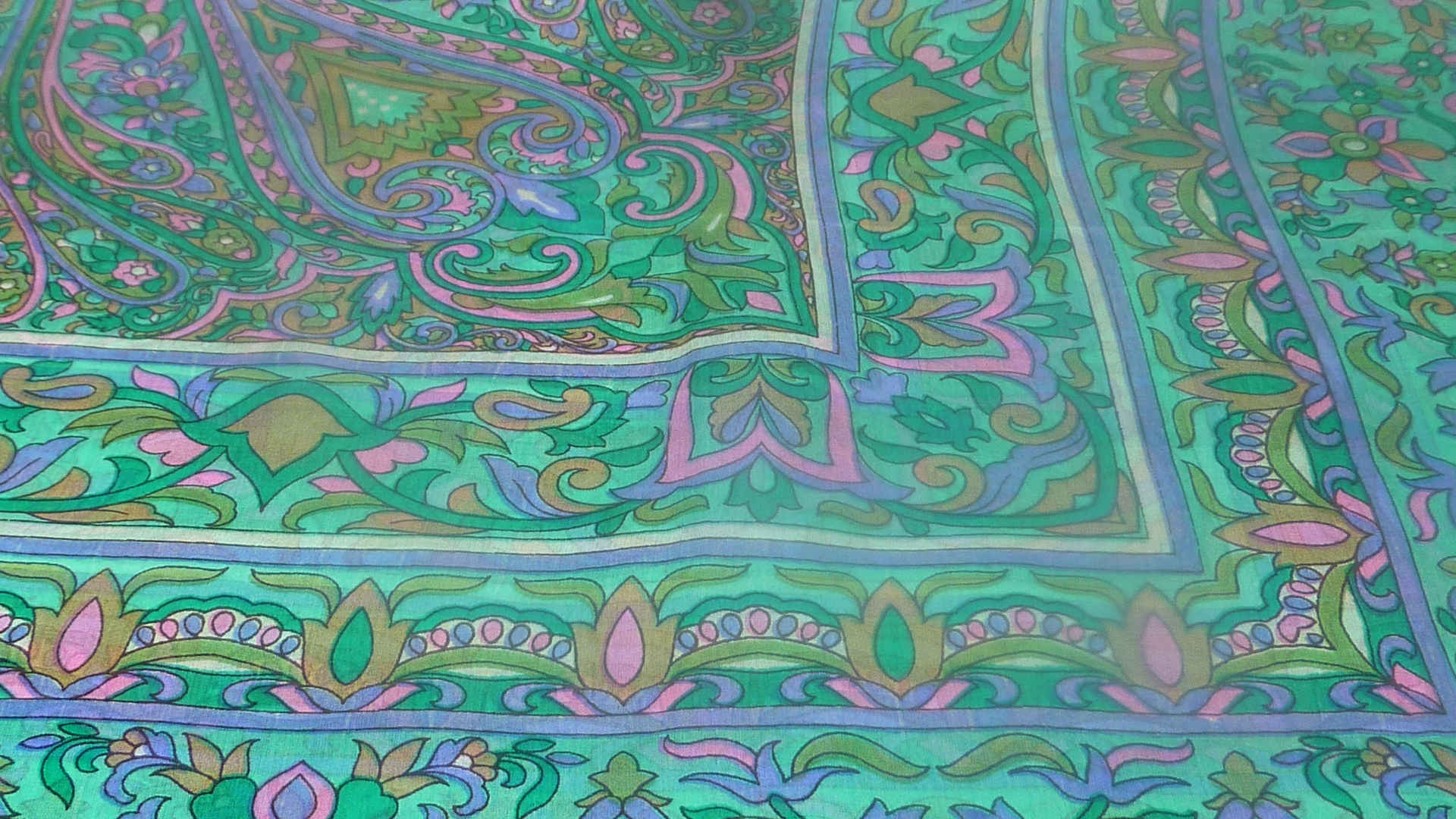 Mulberry Silk Traditional Square Scarf Alia Emerald by Pashmina & Silk