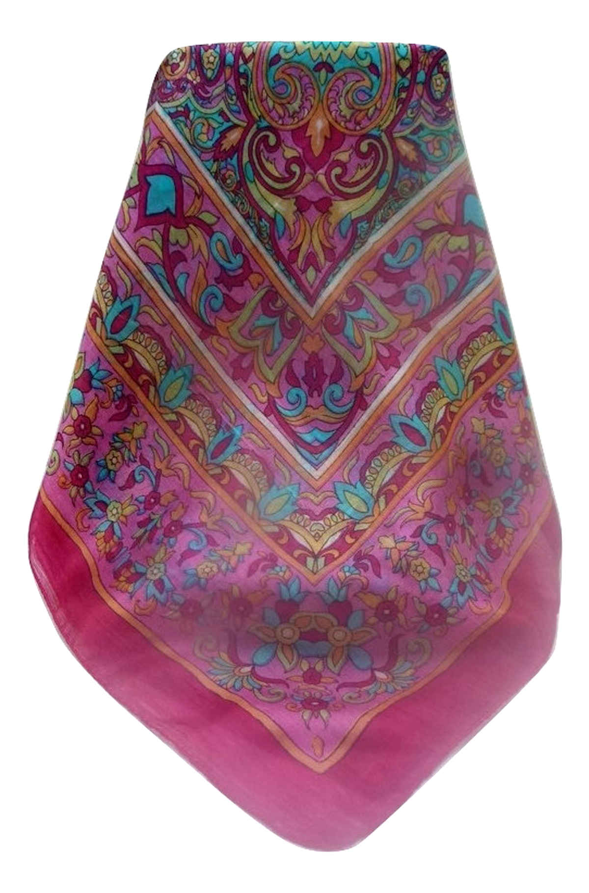 Mulberry Silk Traditional Square Scarf Alia Pink by Pashmina & Silk