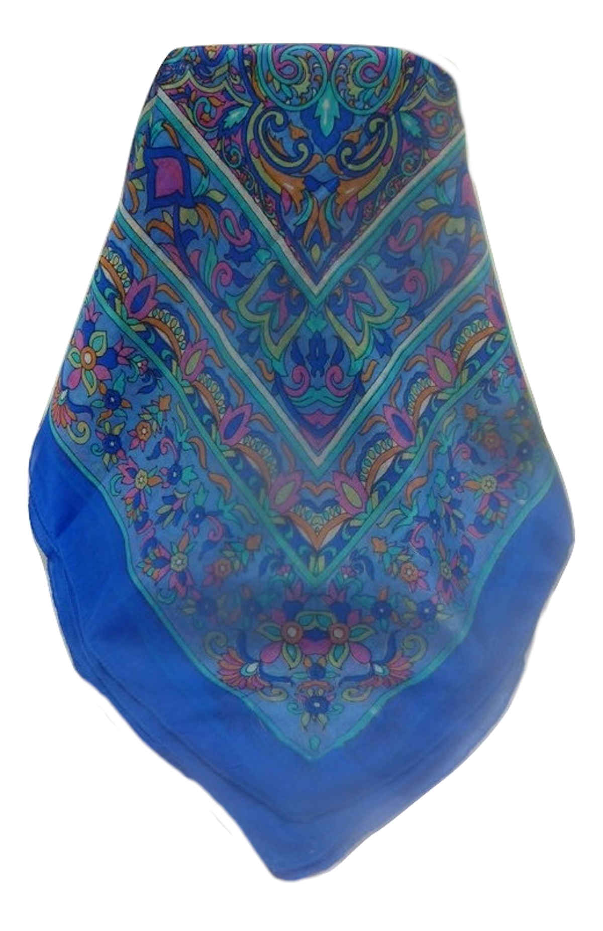 Mulberry Silk Traditional Square Scarf Alia Blue by Pashmina & Silk