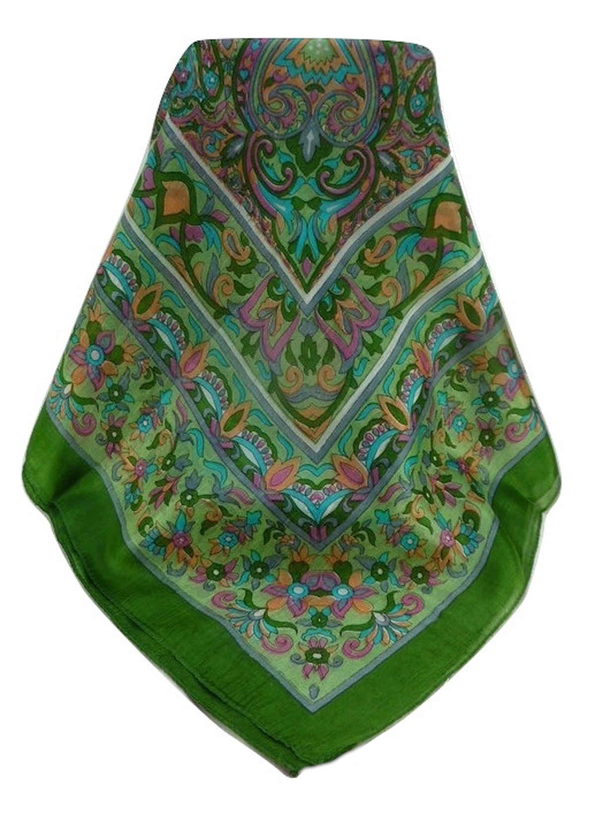 Mulberry Silk Traditional Square Scarf Alia Sage by Pashmina & Silk