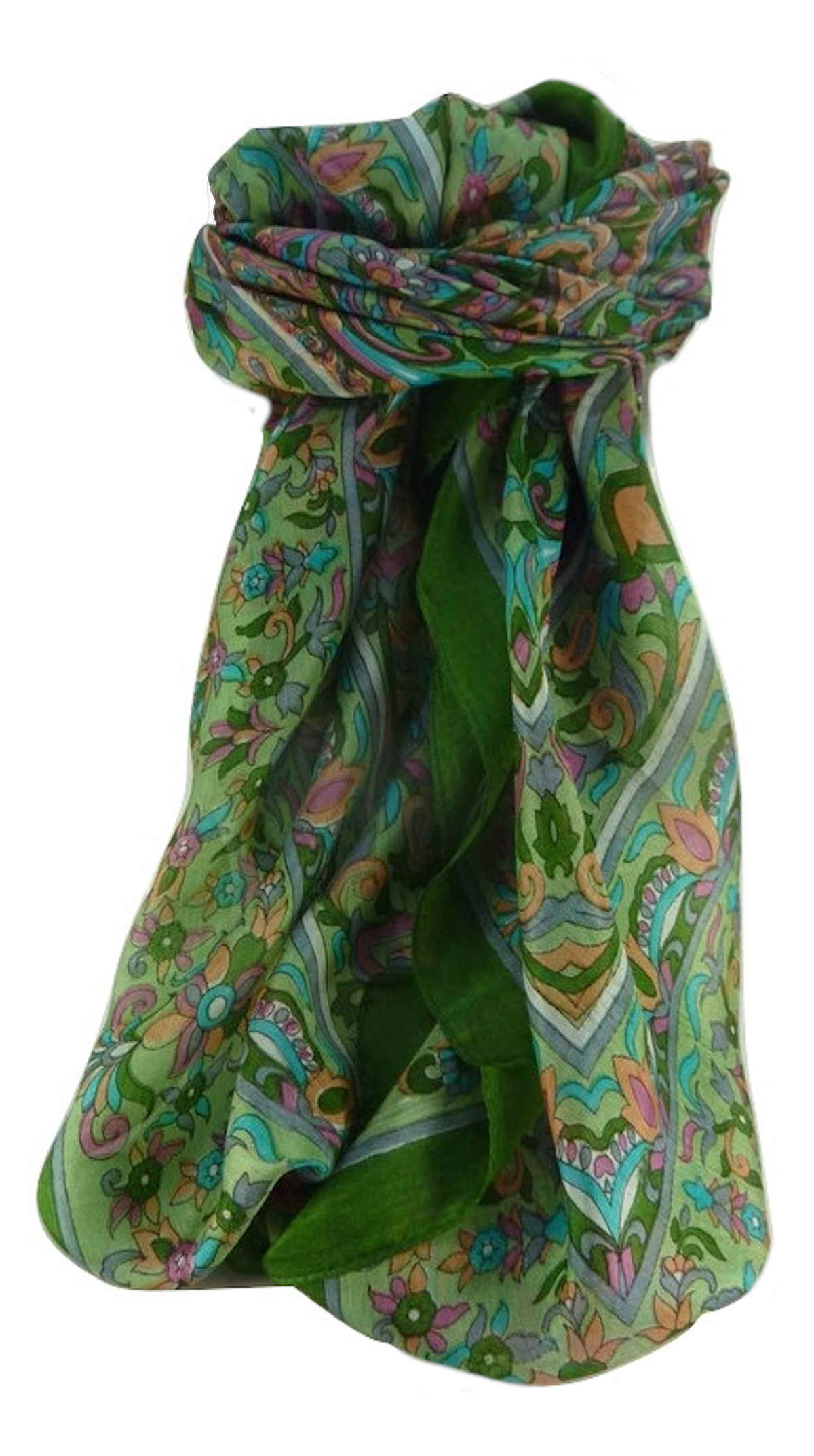 Mulberry Silk Traditional Square Scarf Alia Sage by Pashmina & Silk