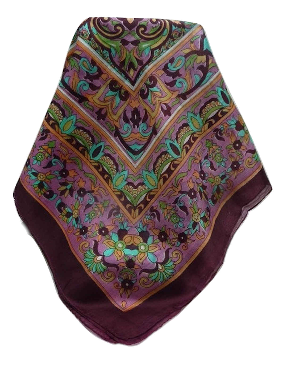 Mulberry Silk Traditional Square Scarf Alia Maroon by Pashmina & Silk