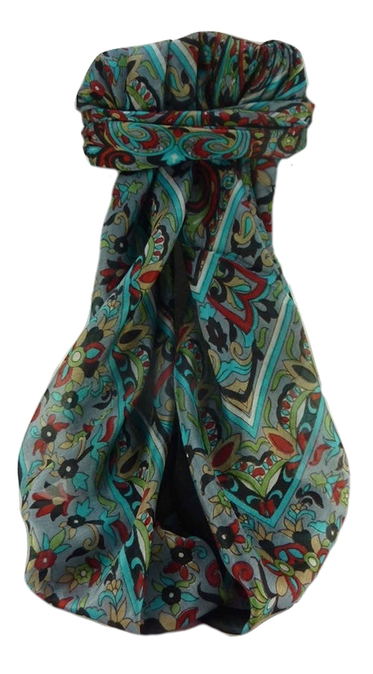 Mulberry Silk Traditional Square Scarf Alia Black by Pashmina & Silk