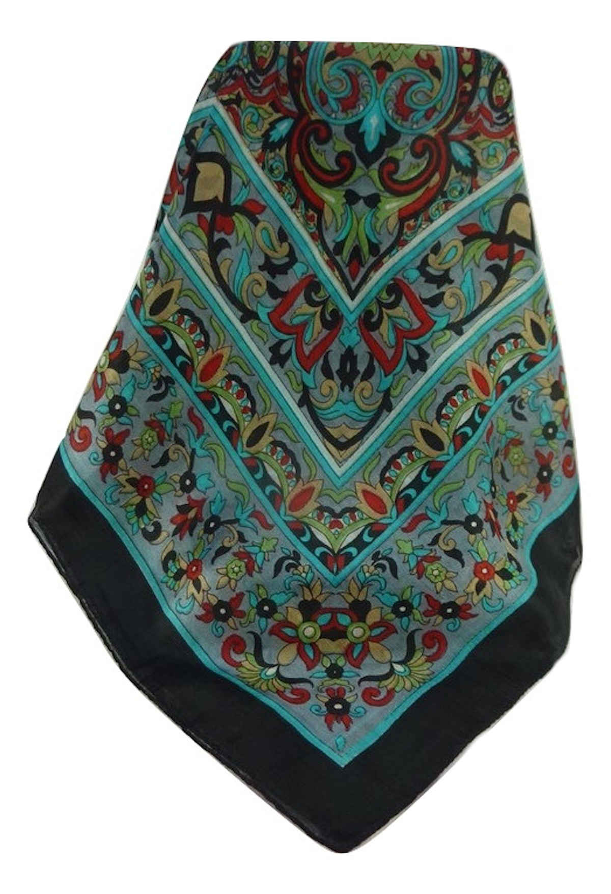Mulberry Silk Traditional Square Scarf Alia Black by Pashmina & Silk