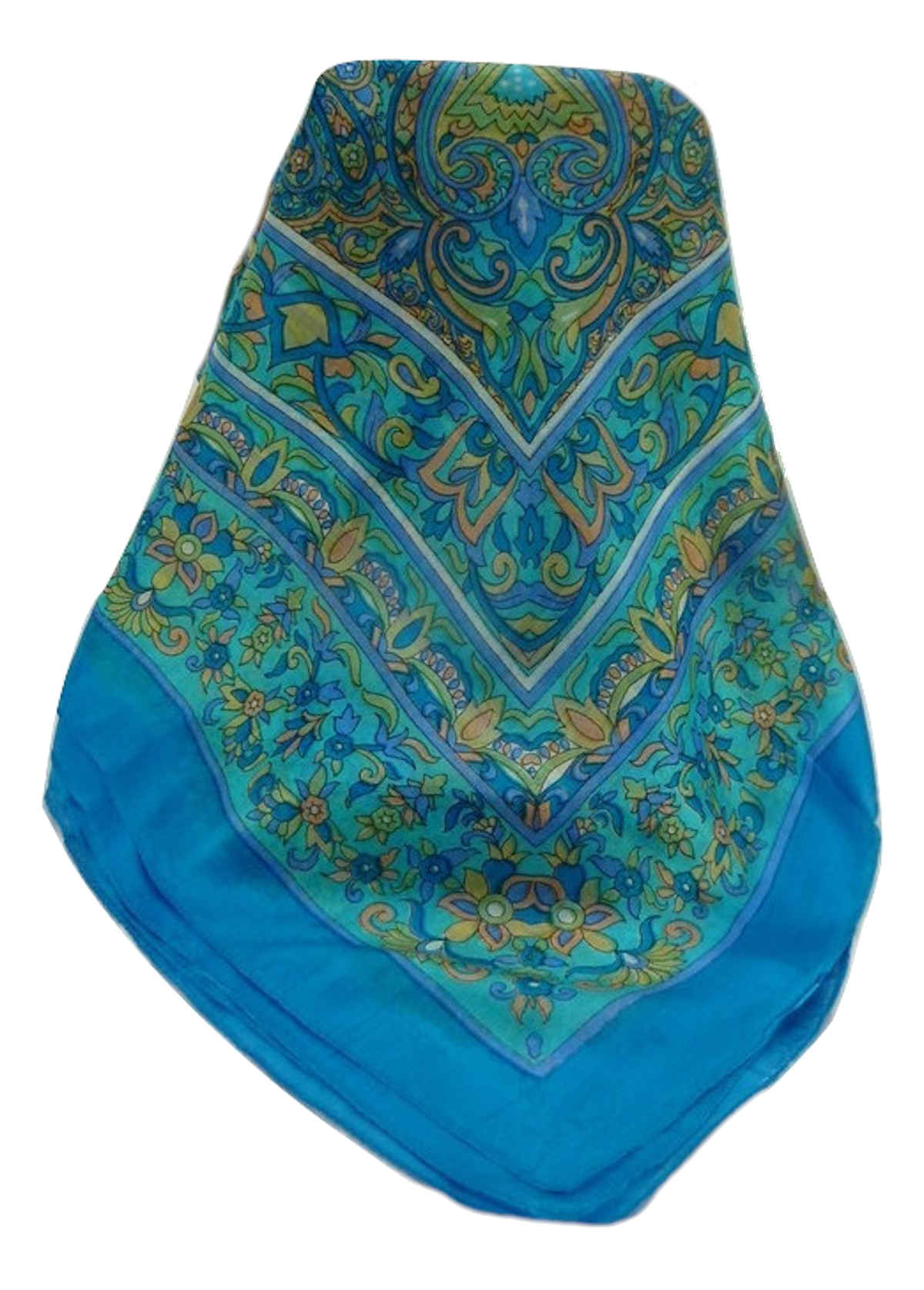 Mulberry Silk Traditional Square Scarf Alia Aqua by Pashmina & Silk