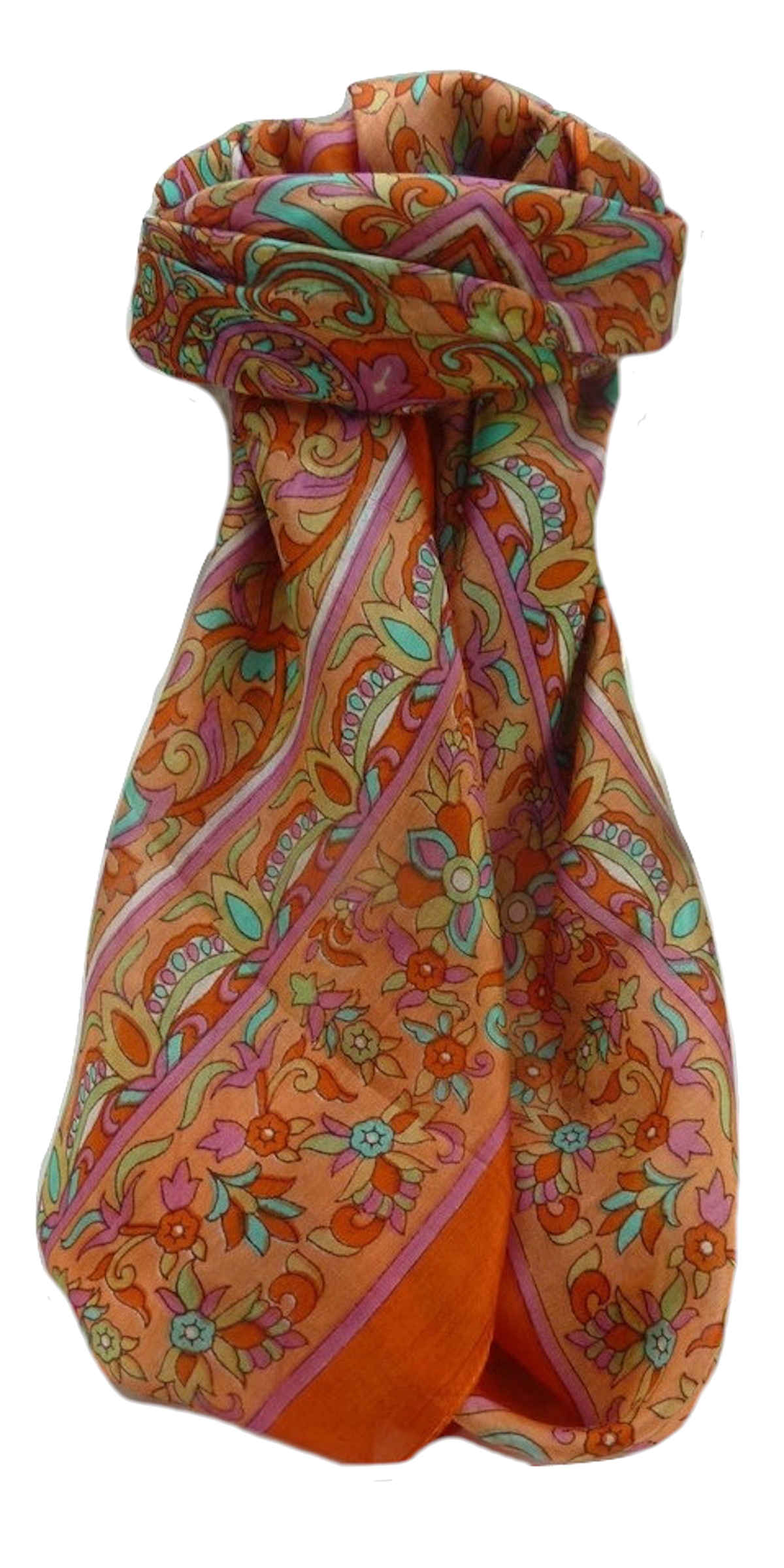 Mulberry Silk Traditional Square Scarf Alia Marigold by Pashmina & Silk