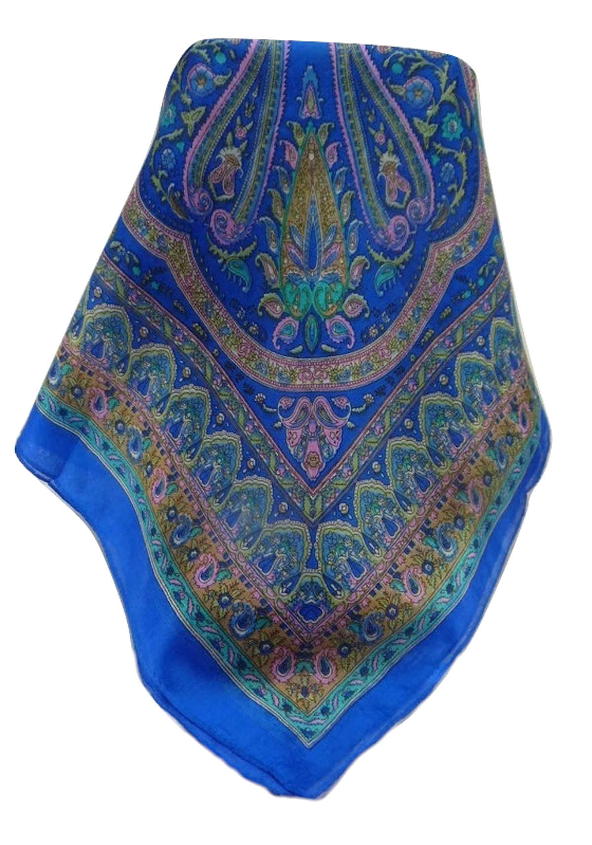 Mulberry Silk Traditional Square Scarf Anil Blue by Pashmina & Silk