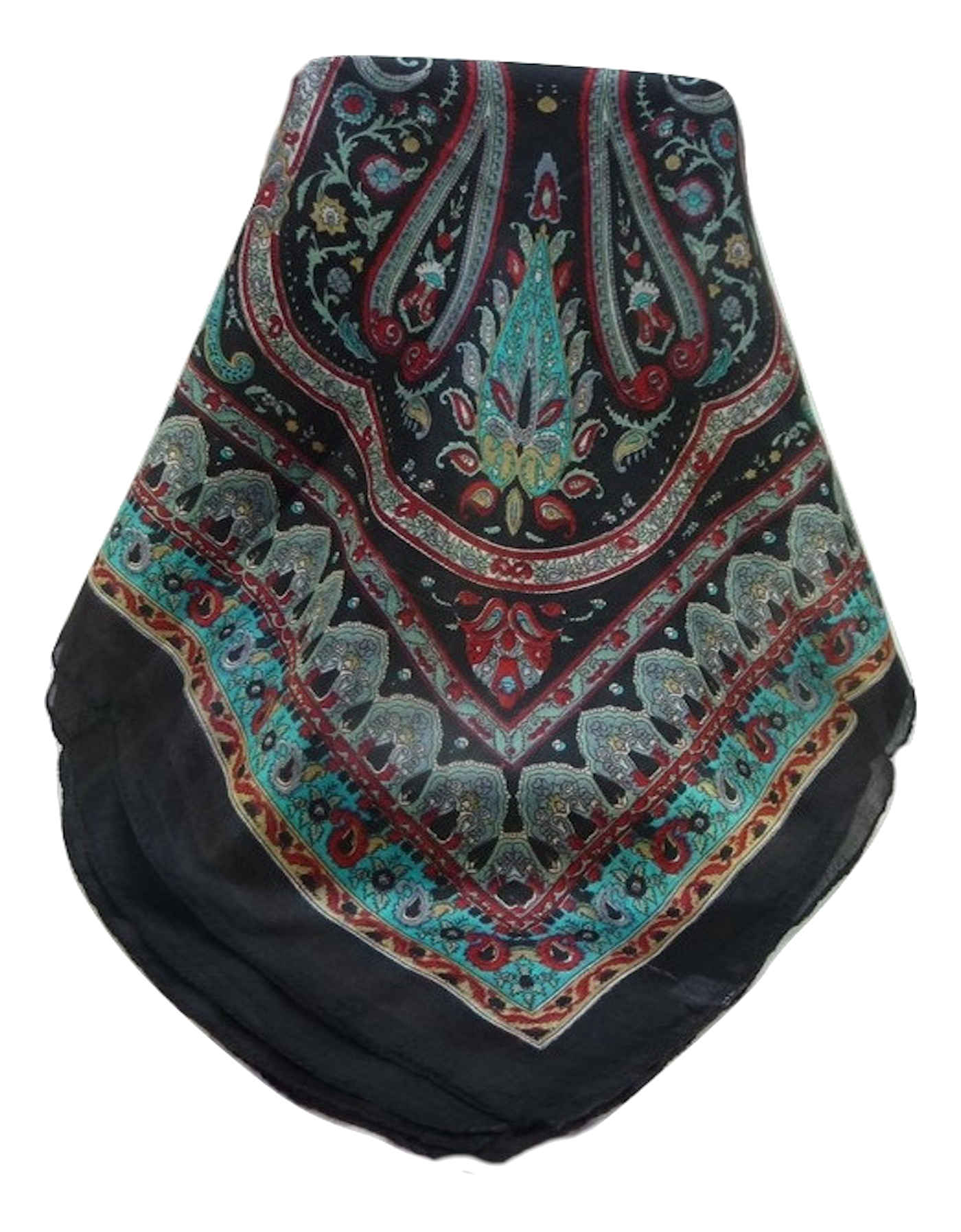 Mulberry Silk Traditional Square Scarf Anil Black by Pashmina & Silk