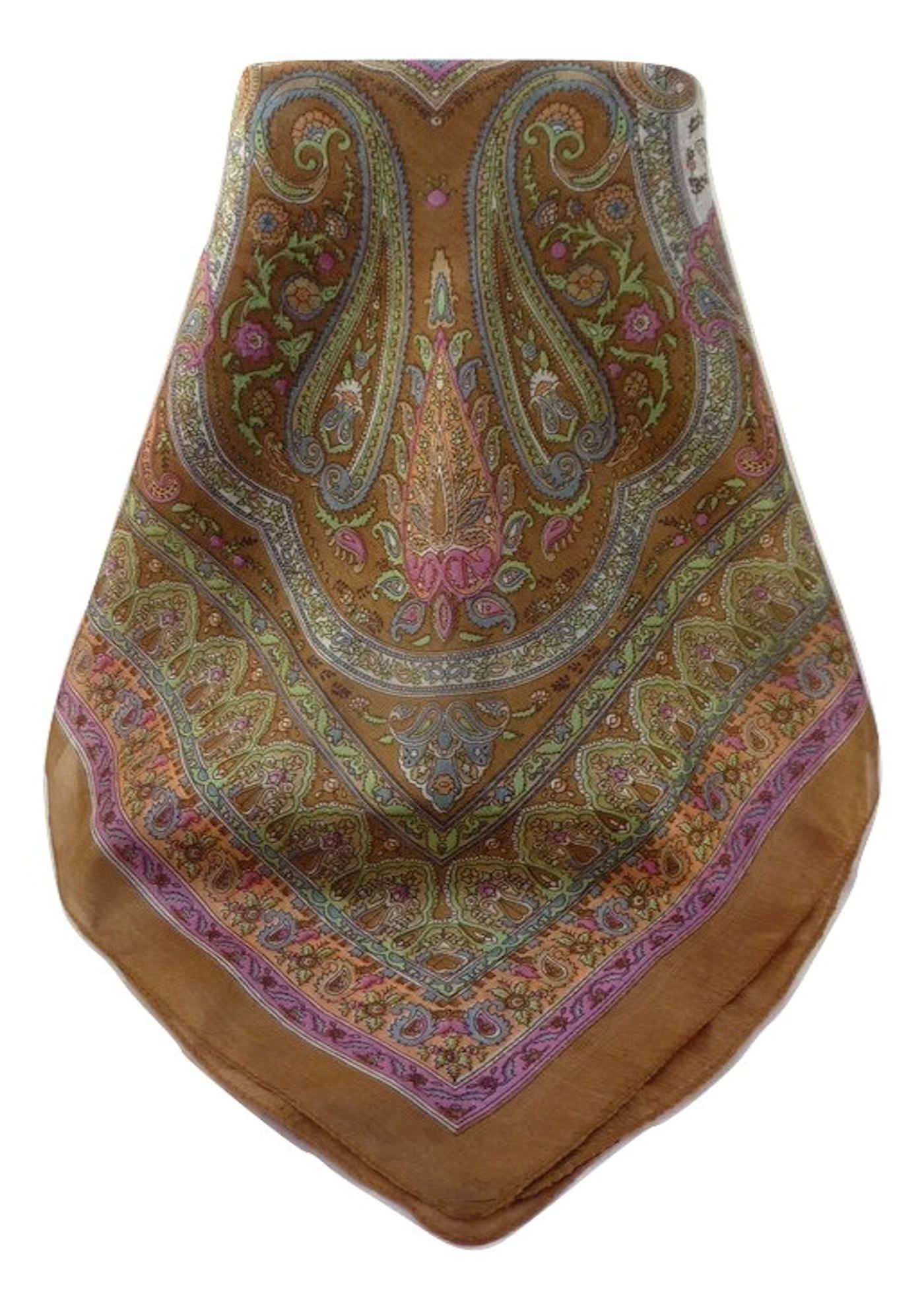 Mulberry Silk Traditional Square Scarf Anil Chestnut by Pashmina & Silk