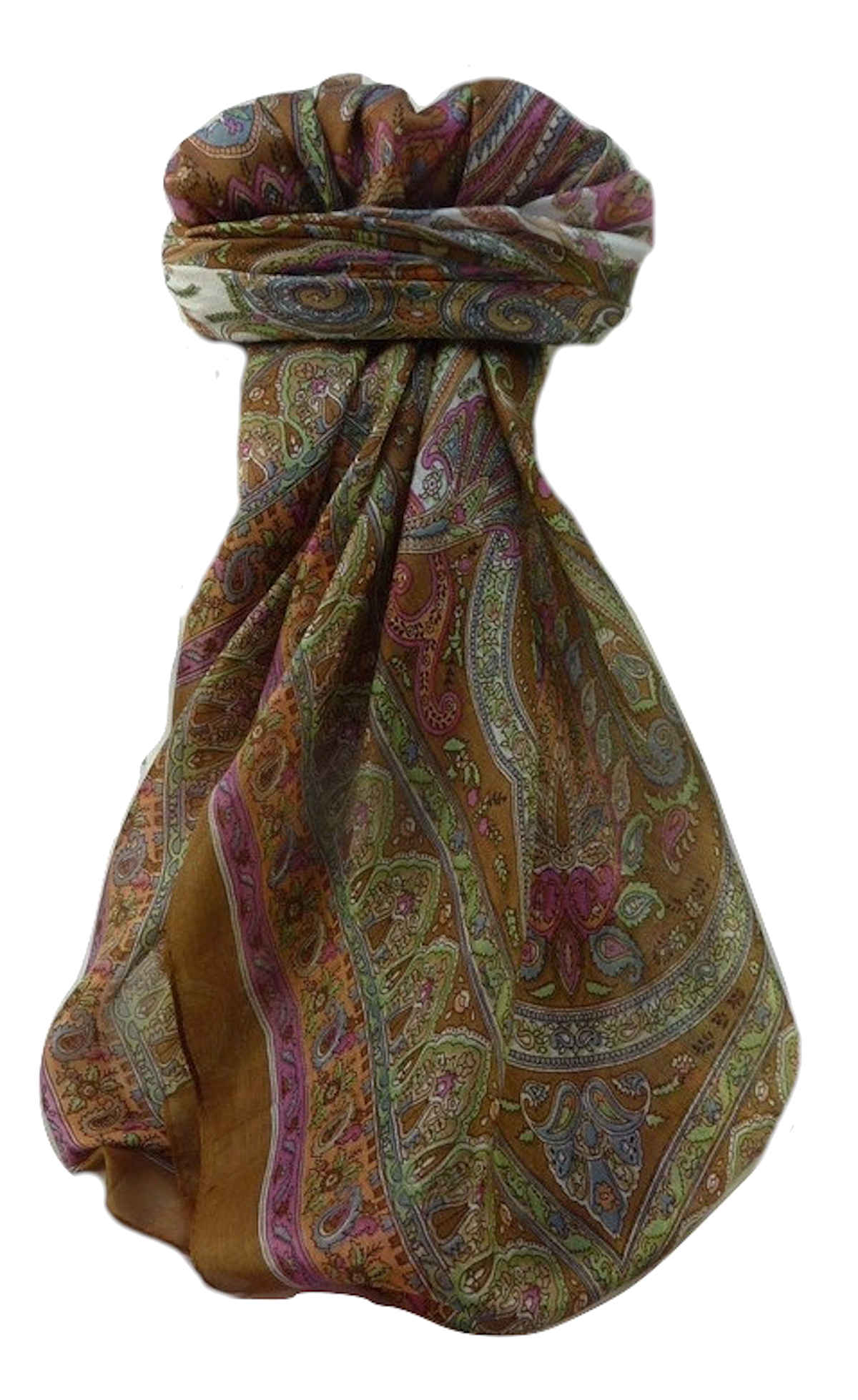 Mulberry Silk Traditional Square Scarf Anil Chestnut by Pashmina & Silk