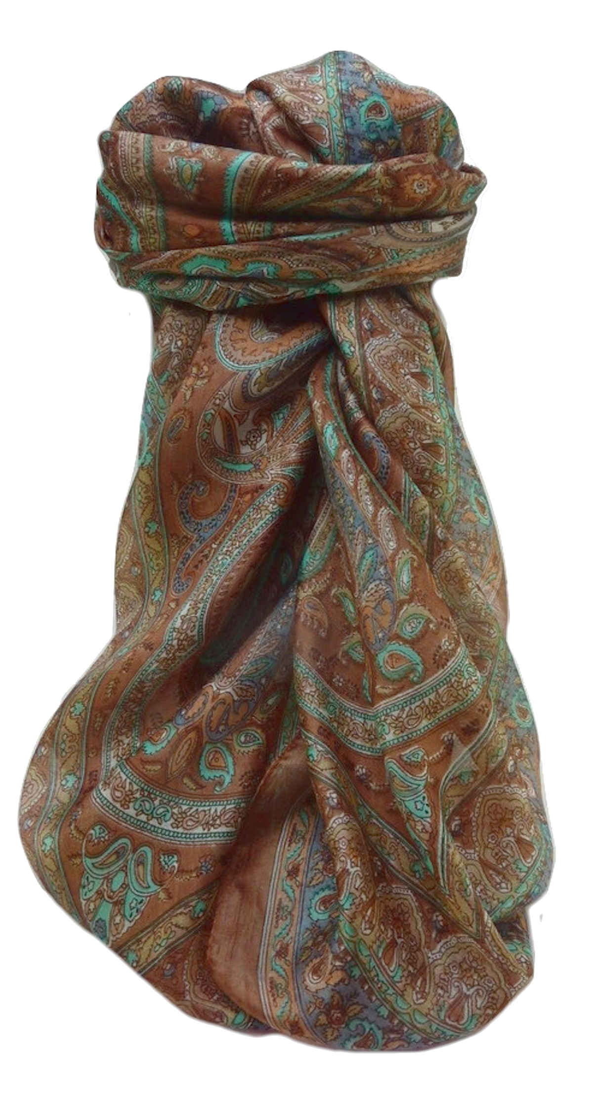 Mulberry Silk Traditional Square Scarf Bina Chestnut by Pashmina & Silk