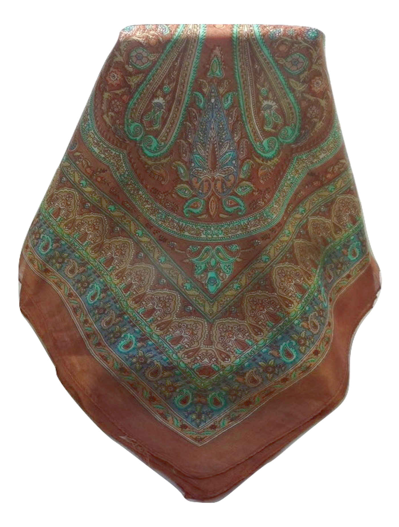 Mulberry Silk Traditional Square Scarf Bina Chestnut by Pashmina & Silk