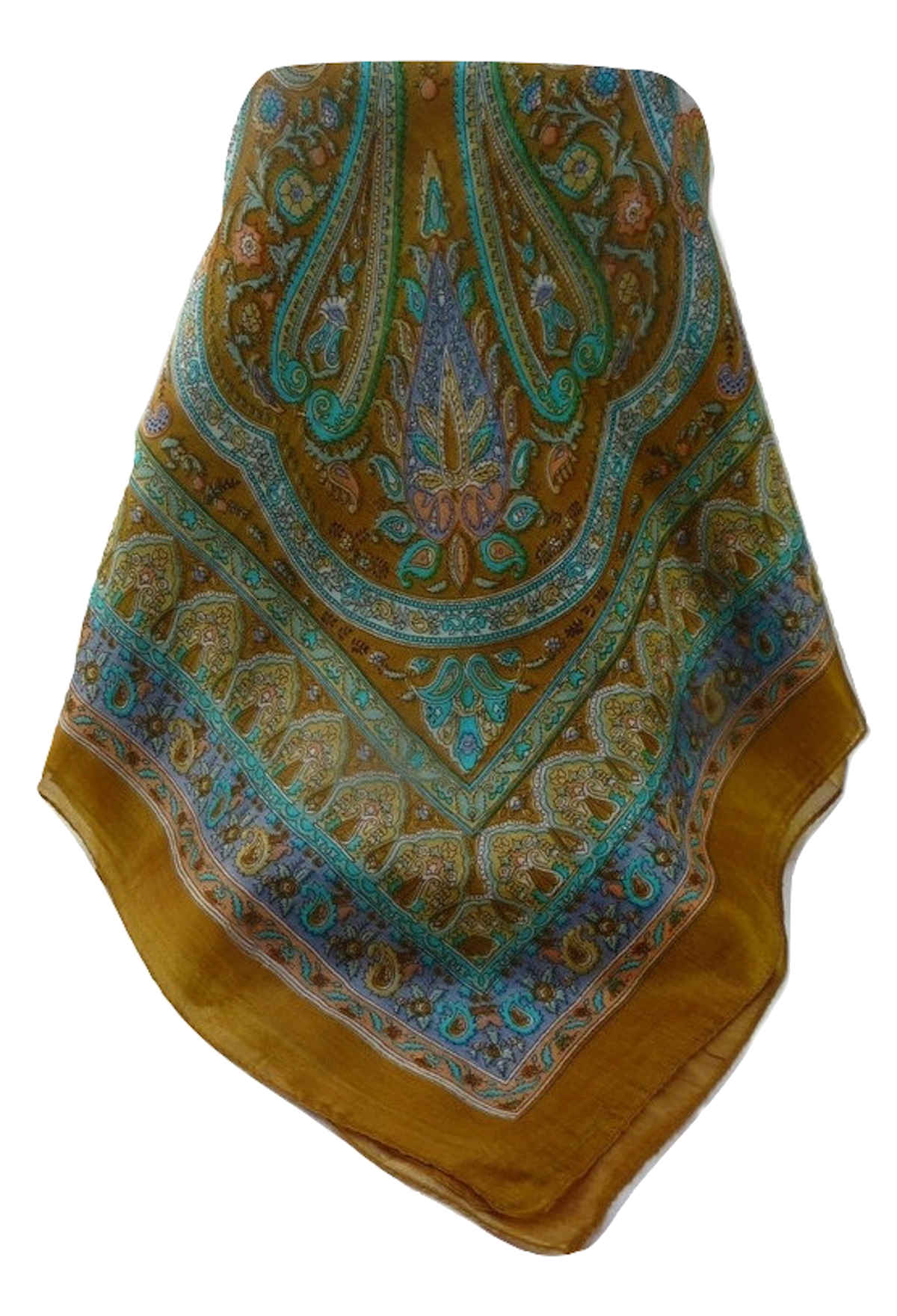 Mulberry Silk Traditional Square Scarf Bina Gold by Pashmina & Silk