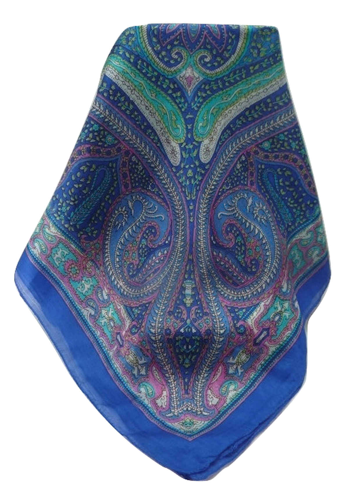 Tradizionale Sciarpa Quadrata di Seta Devan Blue