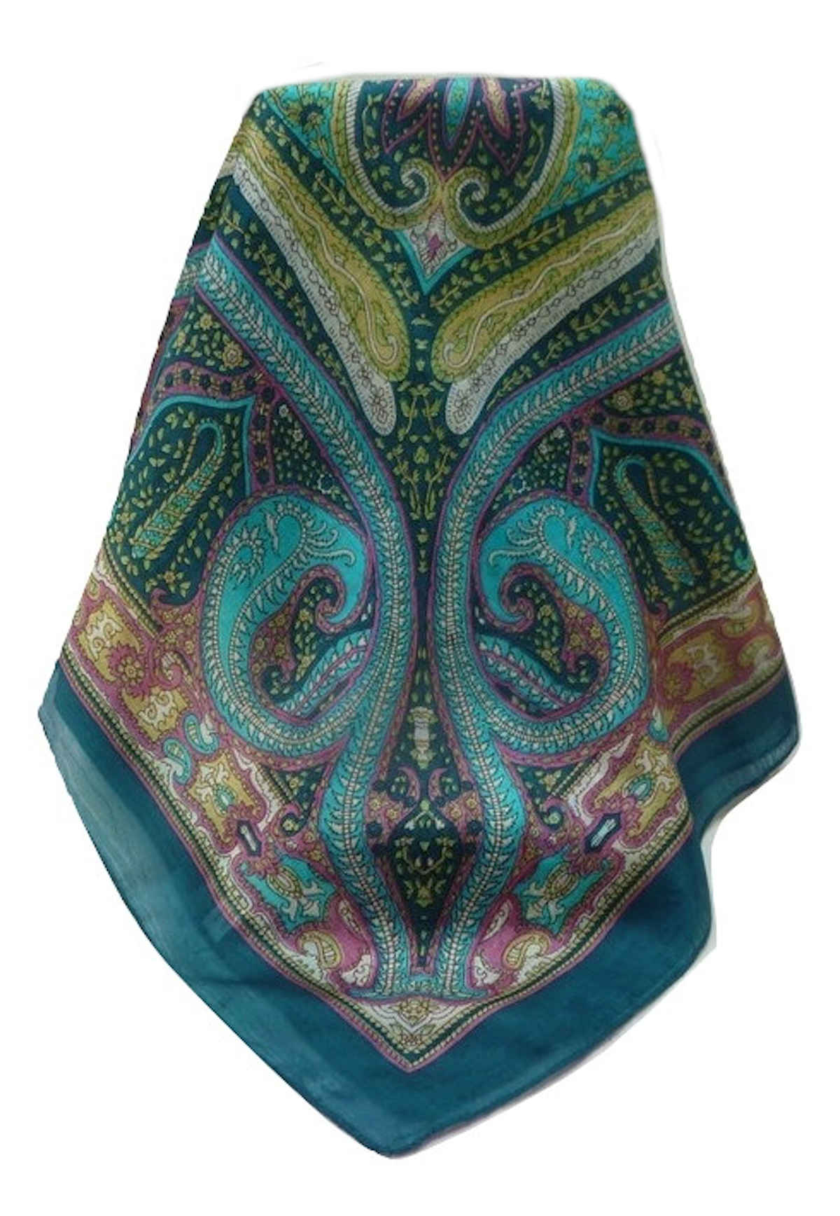 Tradizionale Sciarpa Quadrata di Seta Devan Teal