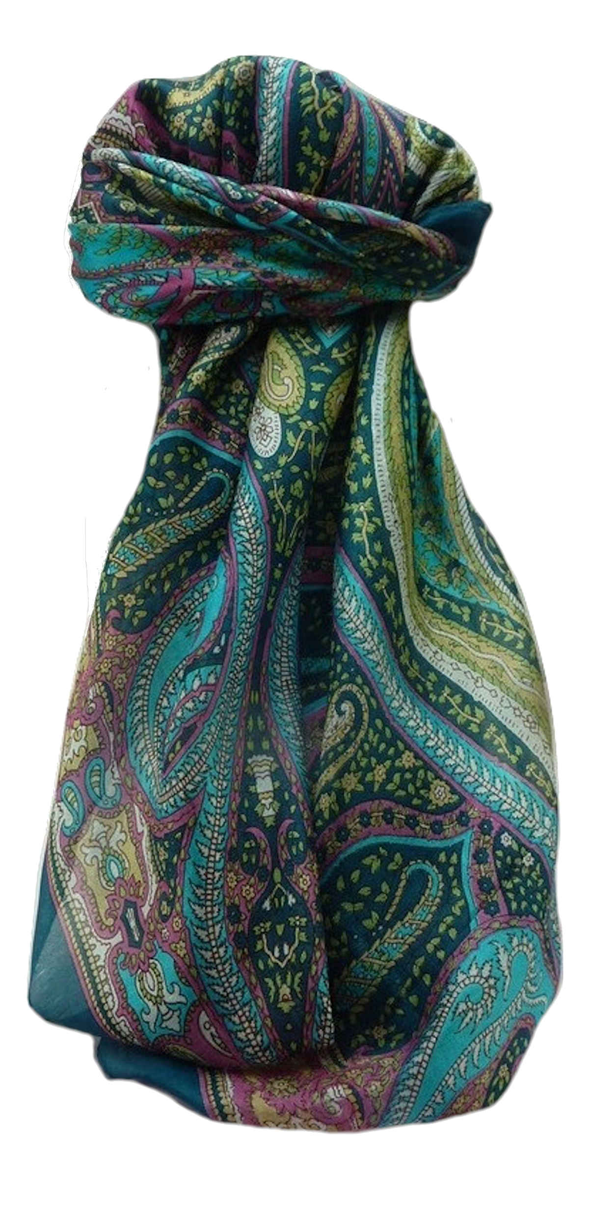 Tradizionale Sciarpa Quadrata di Seta Devan Teal