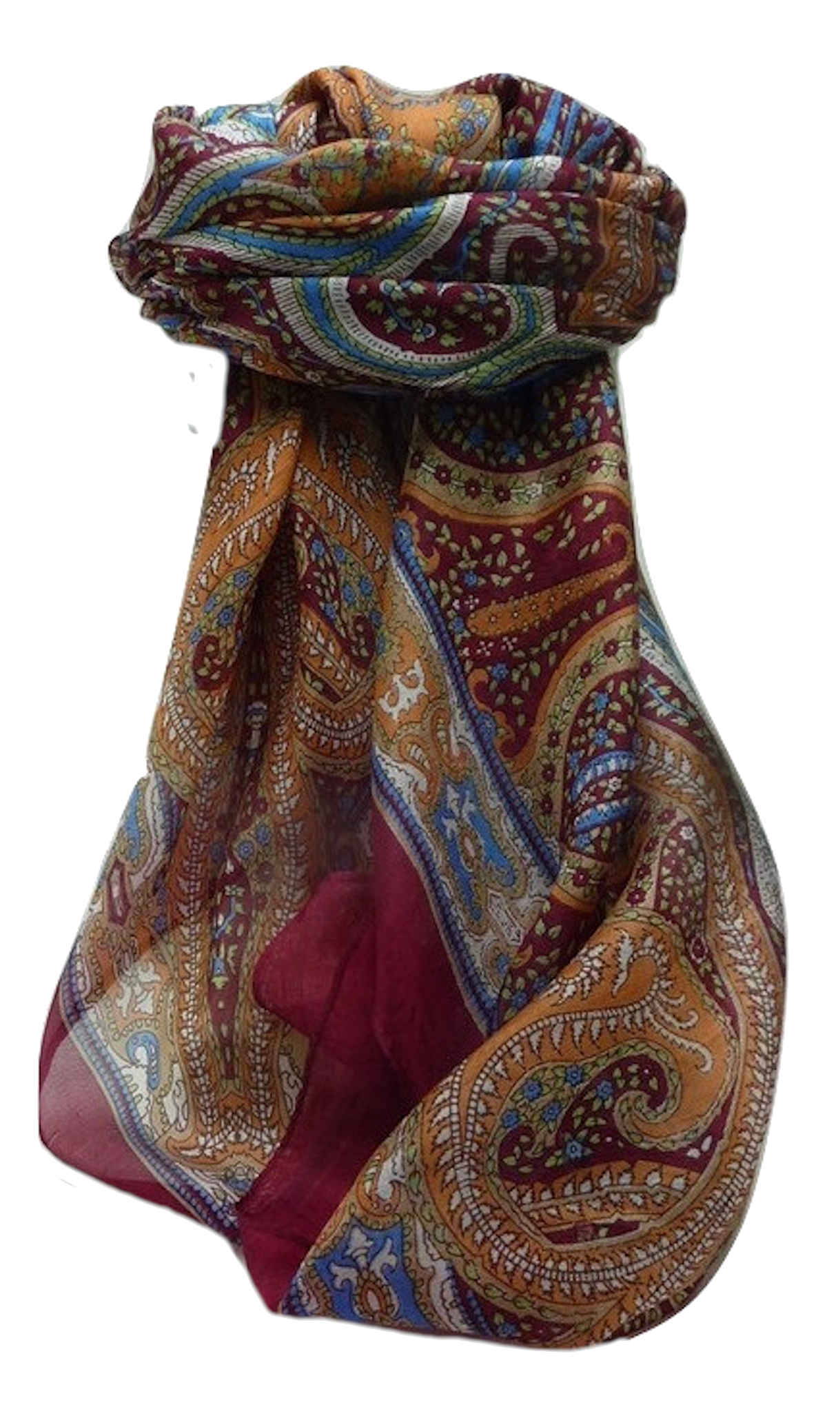 Tradizionale Sciarpa Quadrata di Seta  Devan Maroon