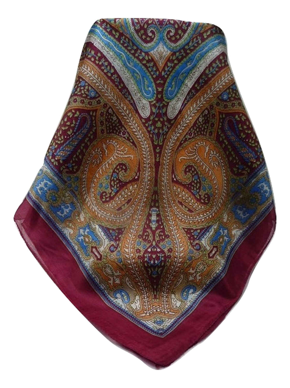 Tradizionale Sciarpa Quadrata di Seta  Devan Maroon