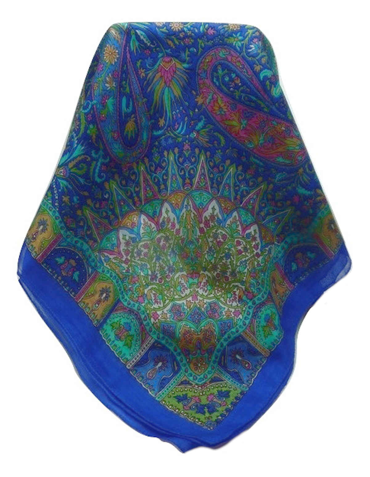 Tradizionale Sciarpa Quadrata di Seta Devika Blue