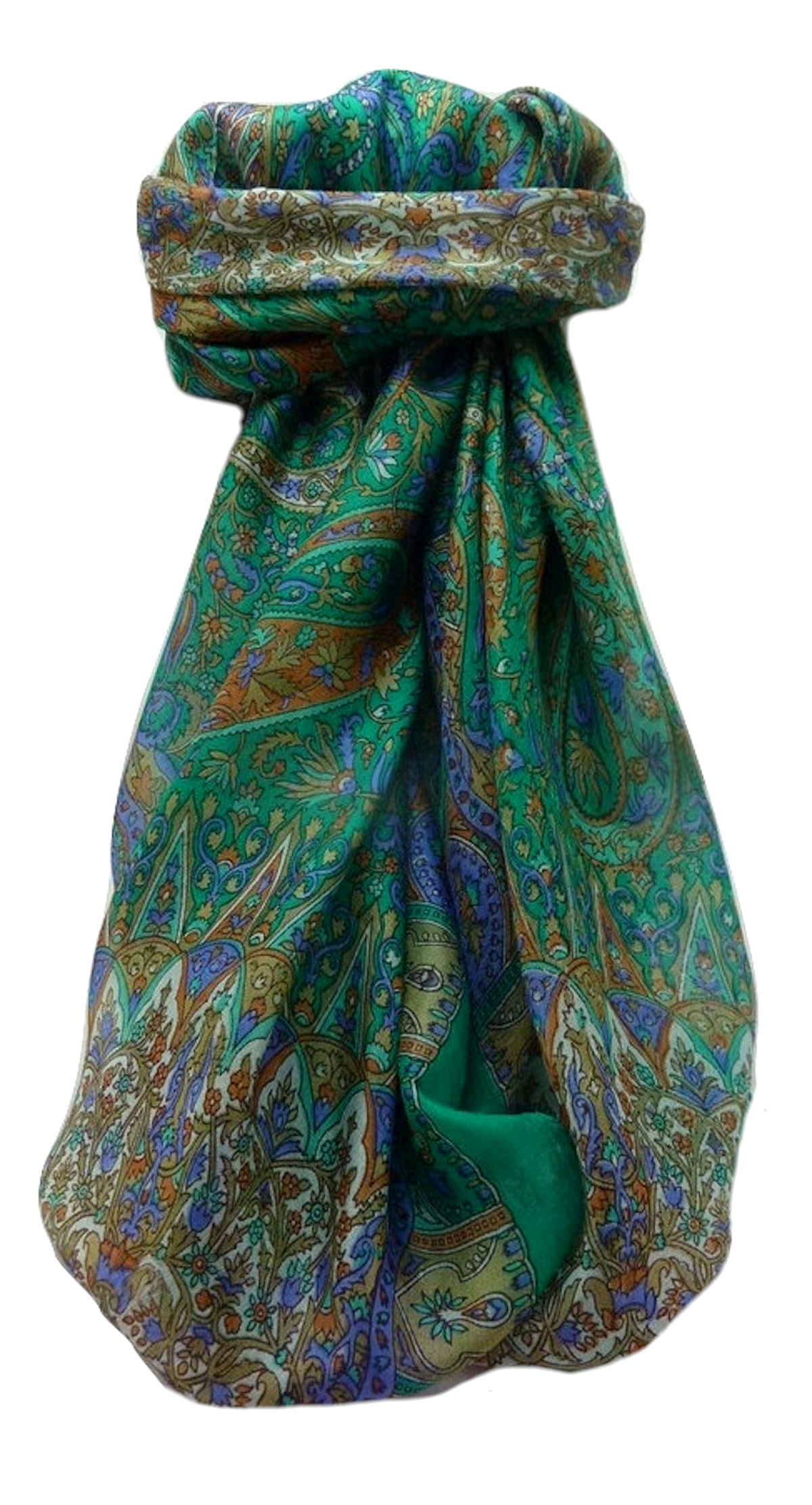 Tradizionale Sciarpa Quadrata di Seta Devika Emerald