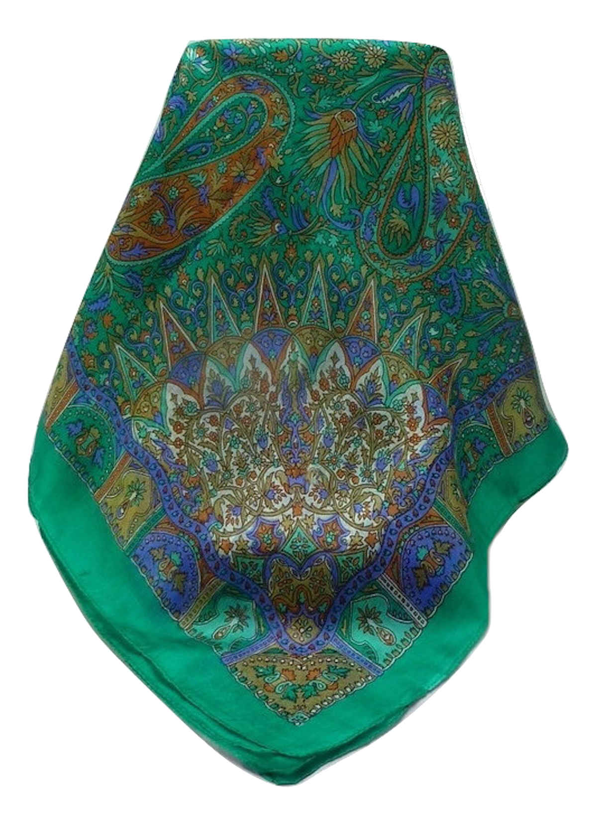 Tradizionale Sciarpa Quadrata di Seta Devika Emerald