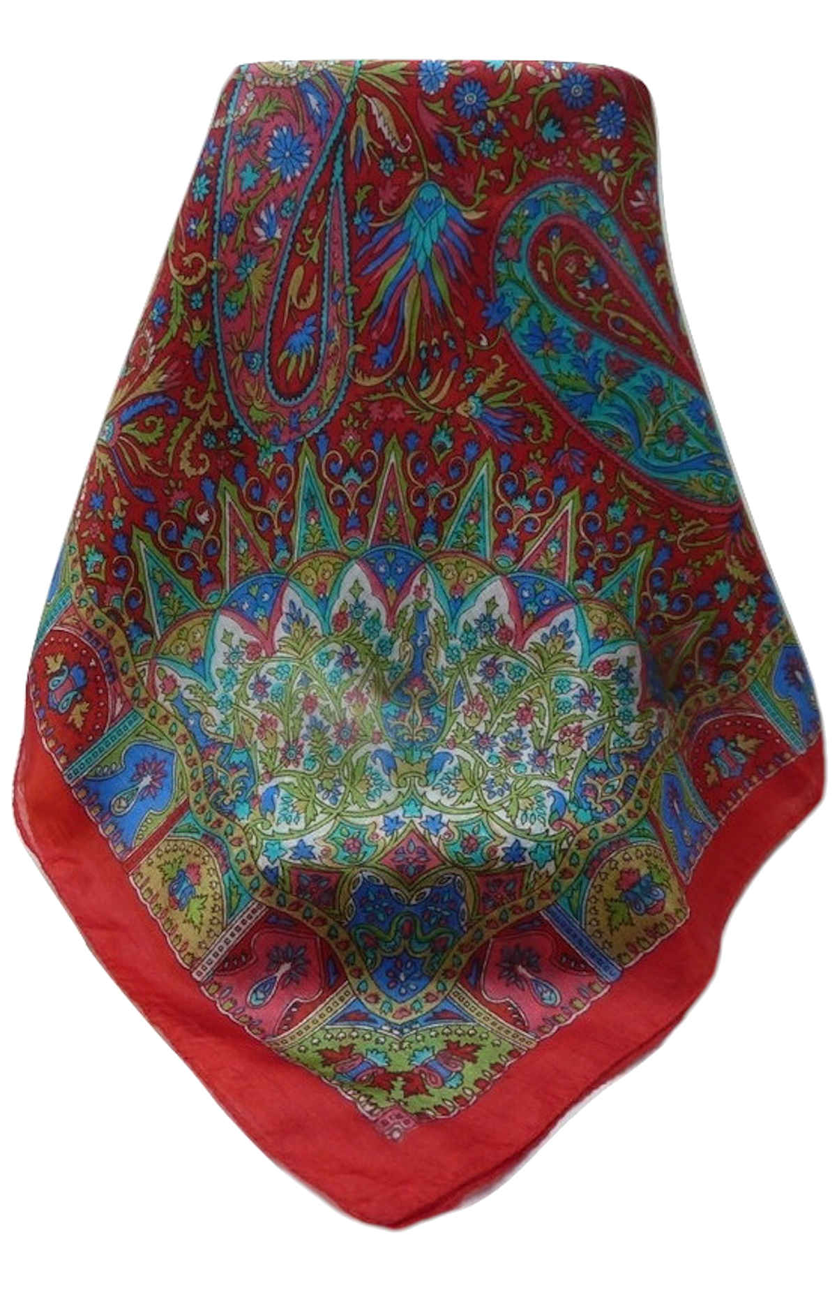 Tradizionale Sciarpa Quadrata di Seta Devika Scarlet