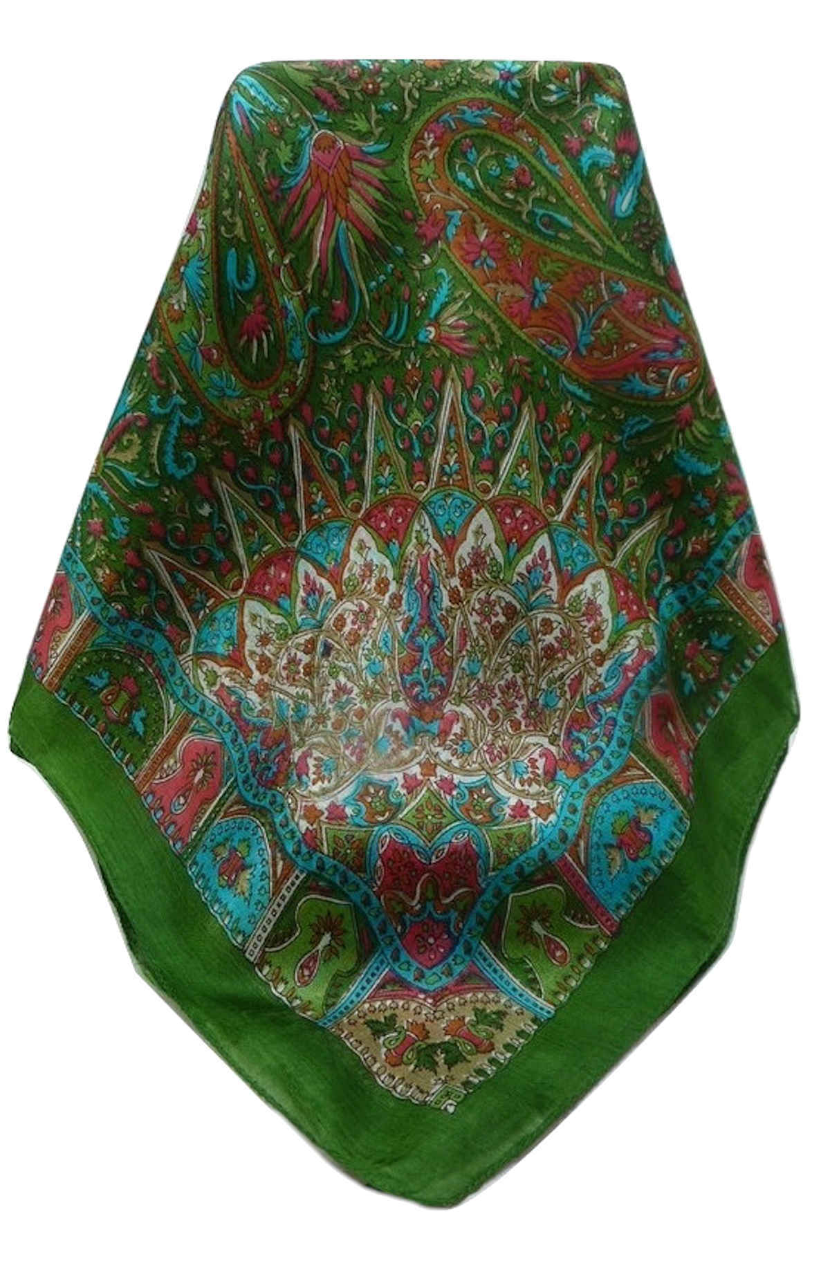 Tradizionale Sciarpa Quadrata di Seta Devika Sage