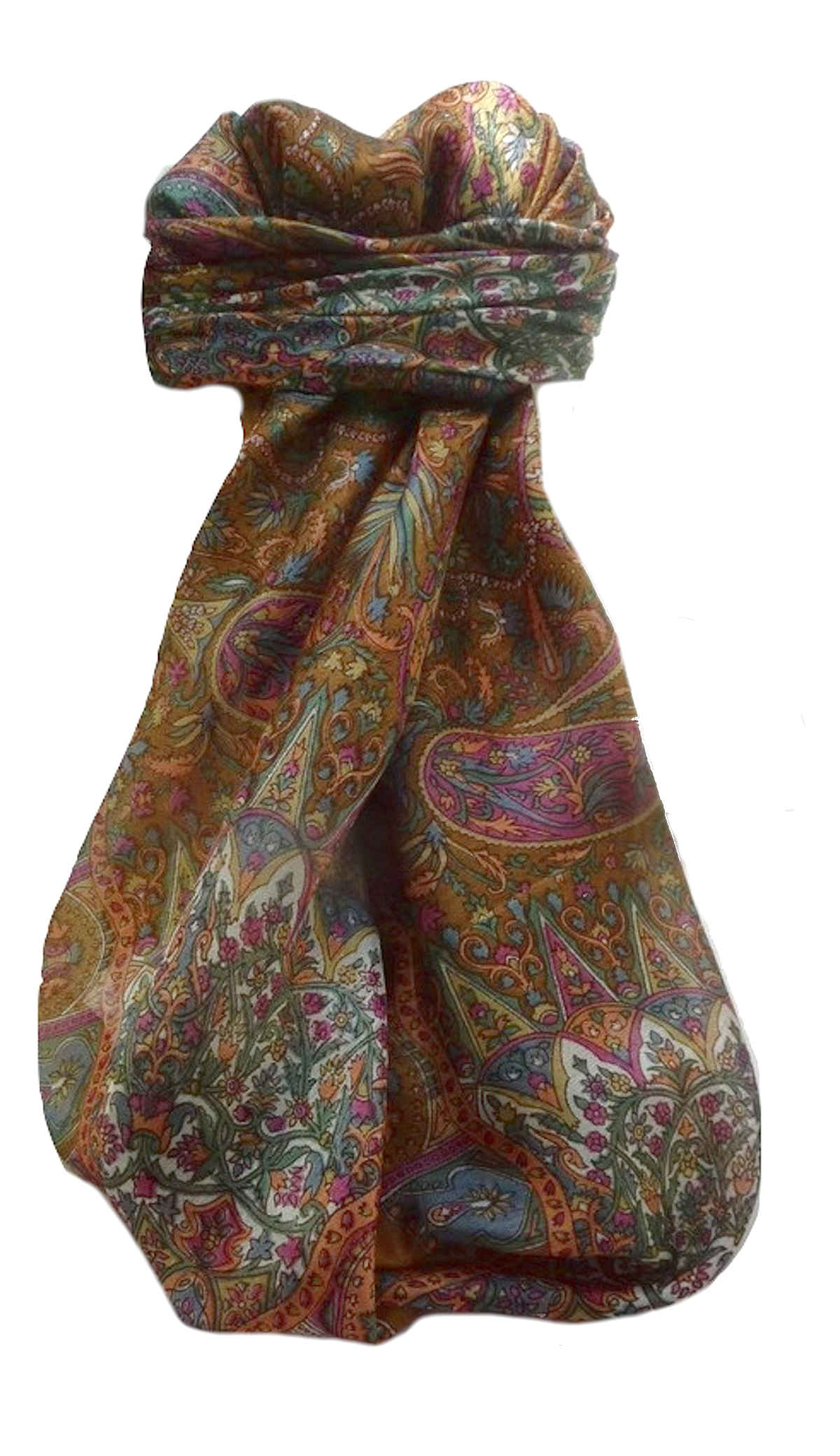 Tradizionale Sciarpa Quadrata di Seta Devika Chestnut