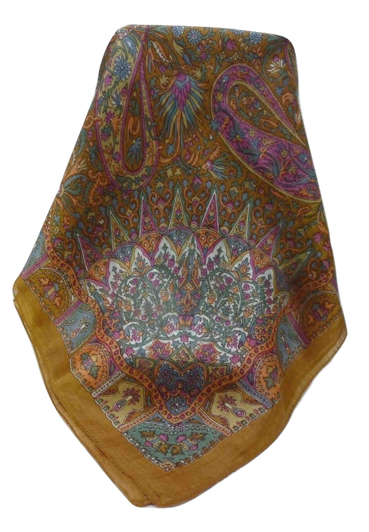 Tradizionale Sciarpa Quadrata di Seta Devika Chestnut