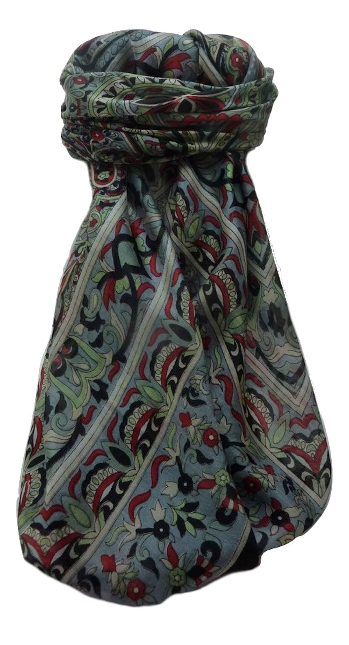 Tradizionale Sciarpa Quadrata di Seta Geetha Black