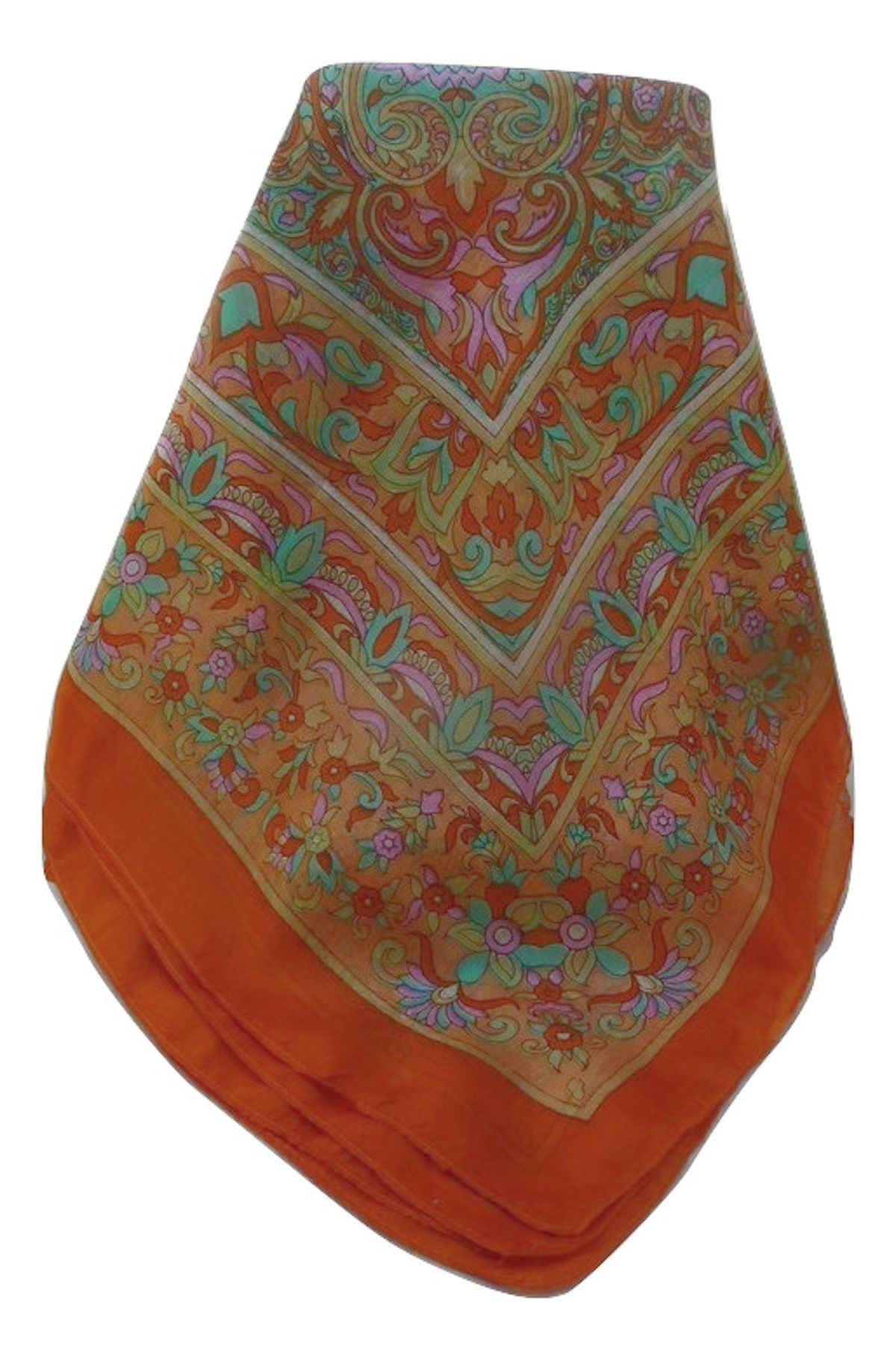 Tradizionale Sciarpa Quadrata di Seta Geetha Marigold