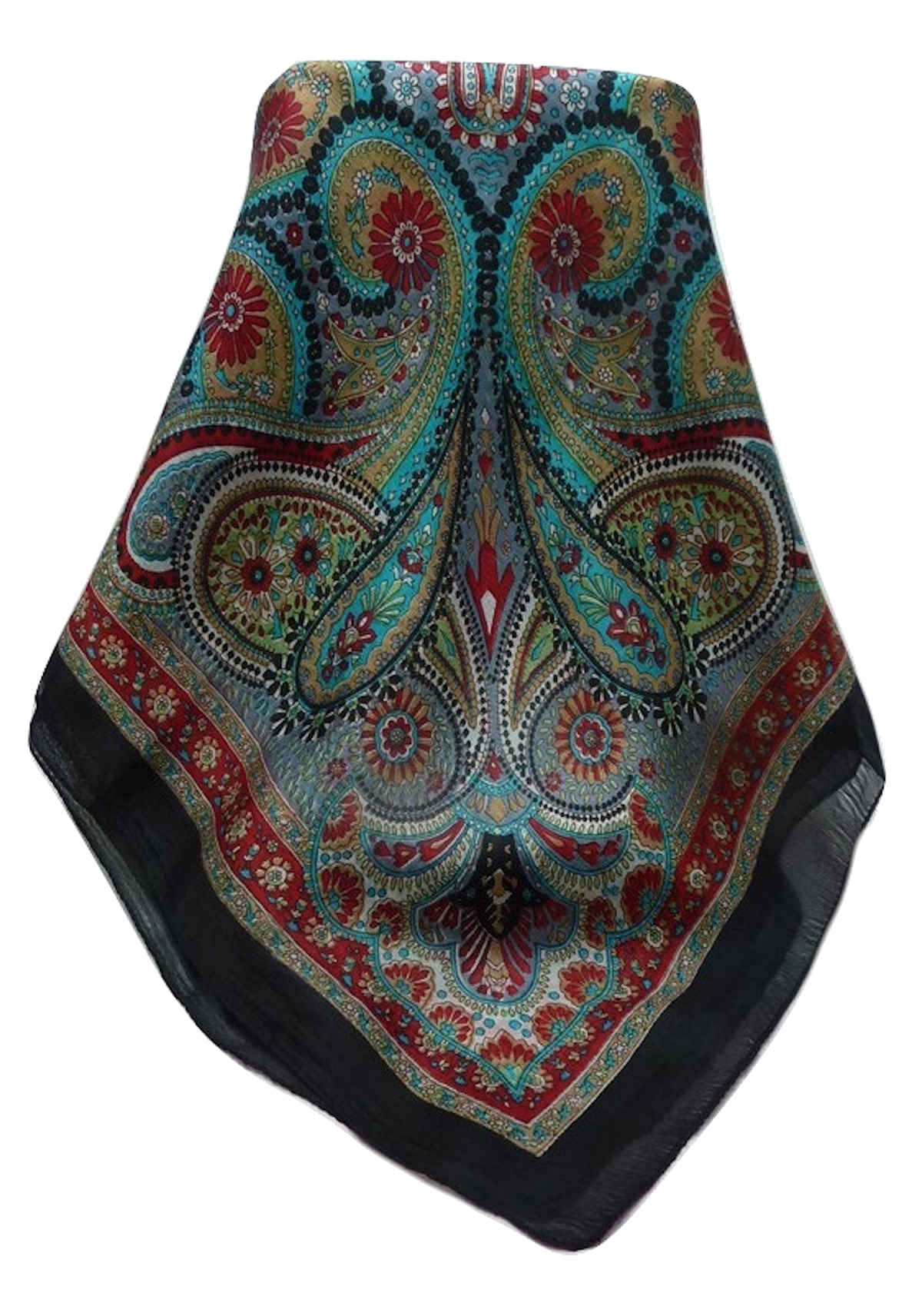 Tradizionale Sciarpa Quadrata di Seta Gul Black