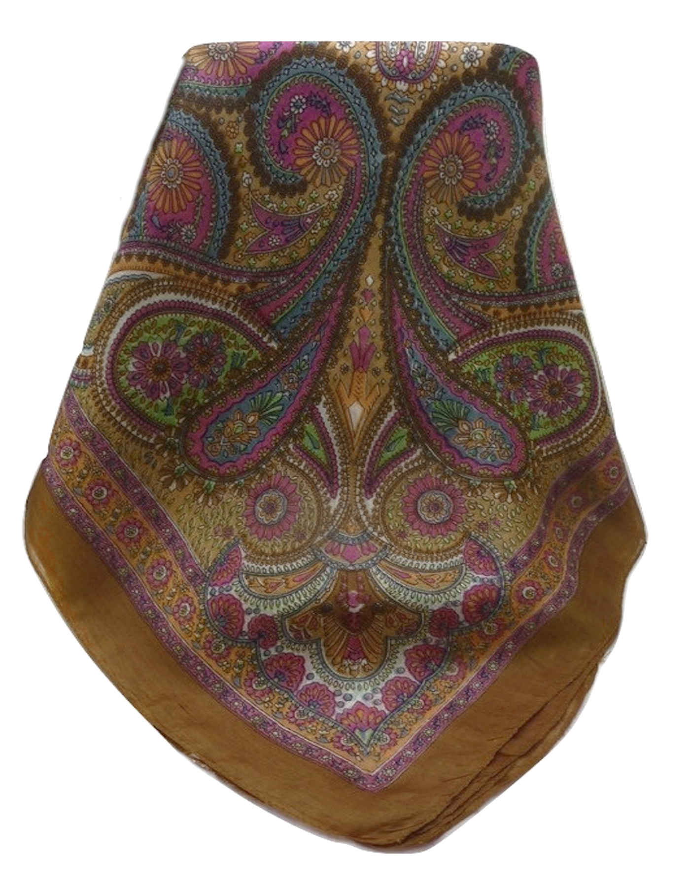 Tradizionale Sciarpa Quadrata di Seta Gul Chestnut