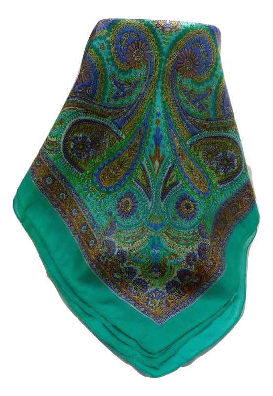 Tradizionale Sciarpa Quadrata di Seta Gul Emerald