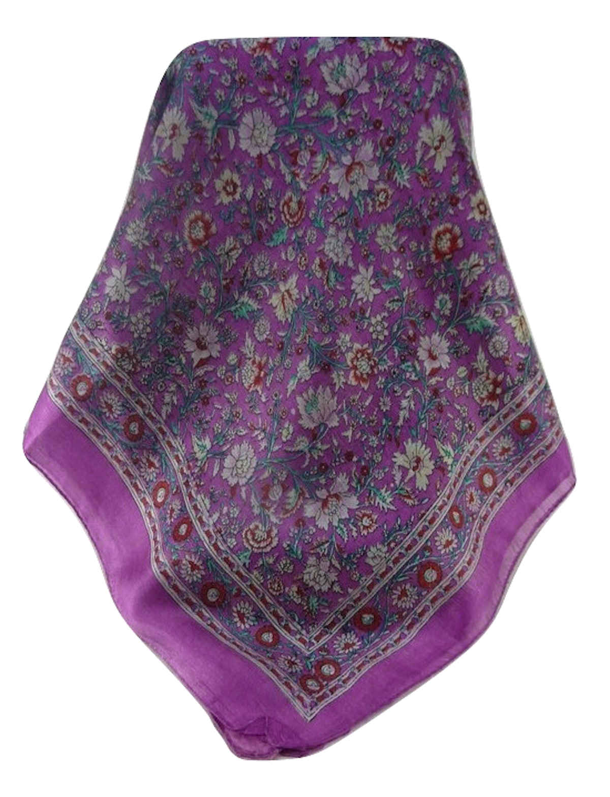 Tradizionale Sciarpa Quadrata di Seta Jha Lilac