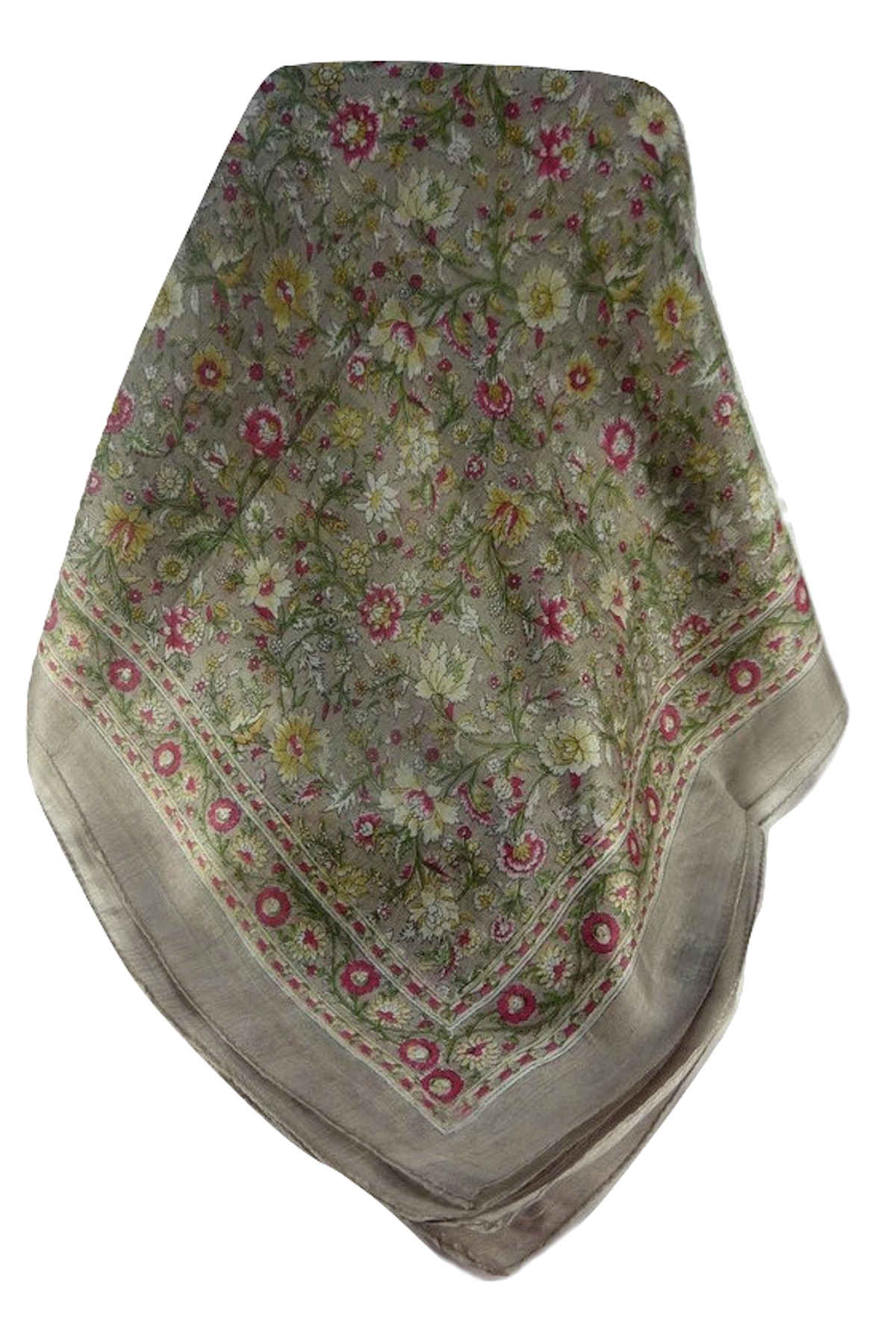 Tradizionale Sciarpa Quadrata di Seta Jha Grey