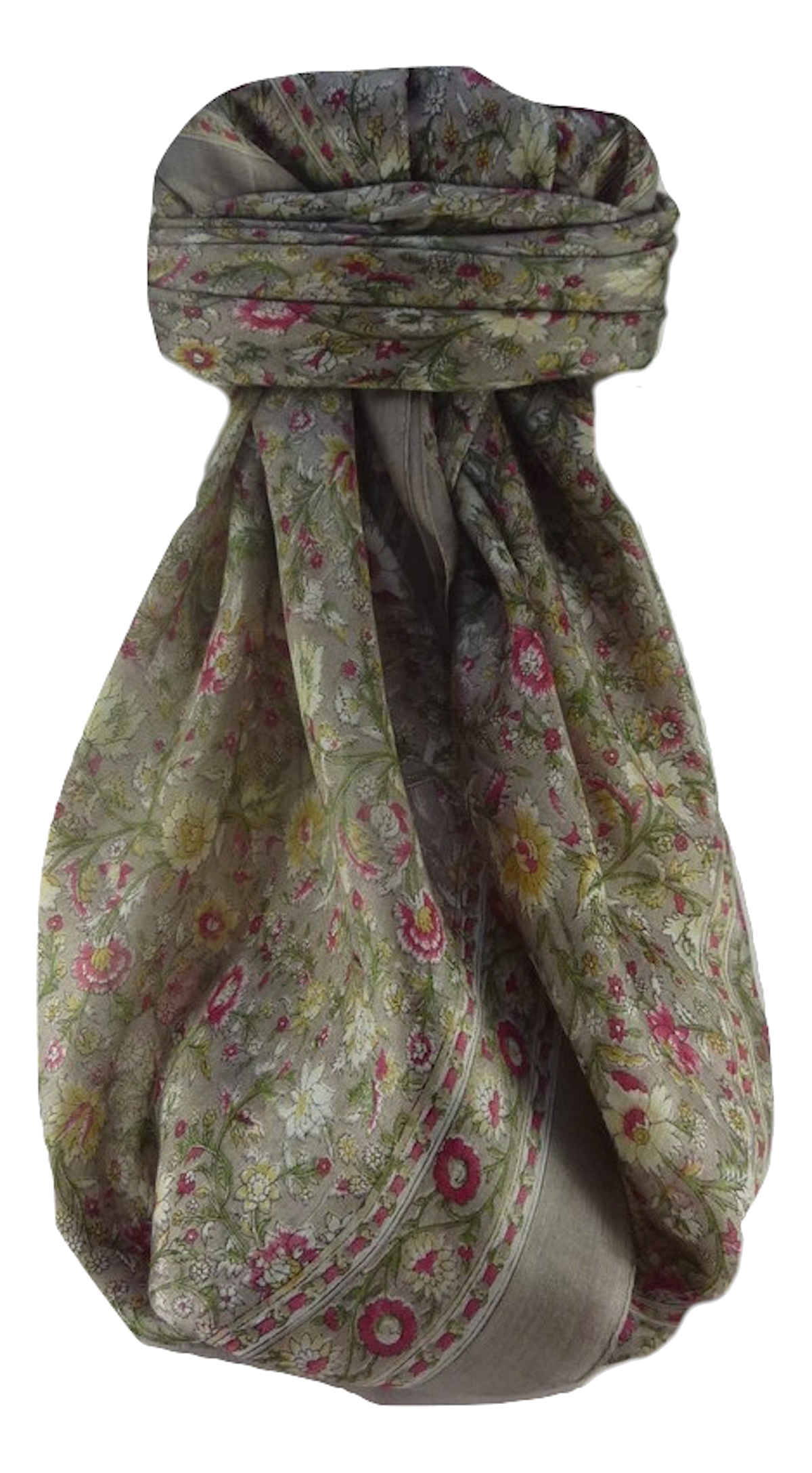 Tradizionale Sciarpa Quadrata di Seta Jha Grey