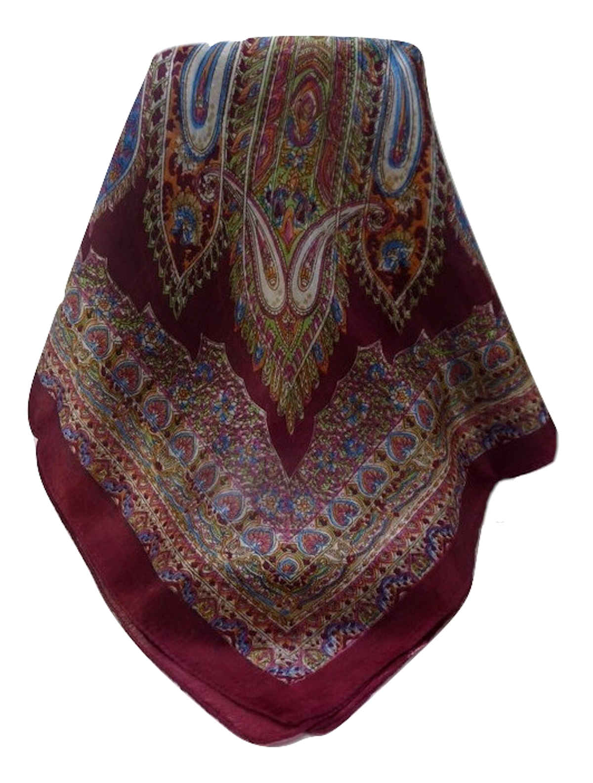Mulberry Silk Traditional Square Scarf Kajol Maroon by Pashmina & Silk