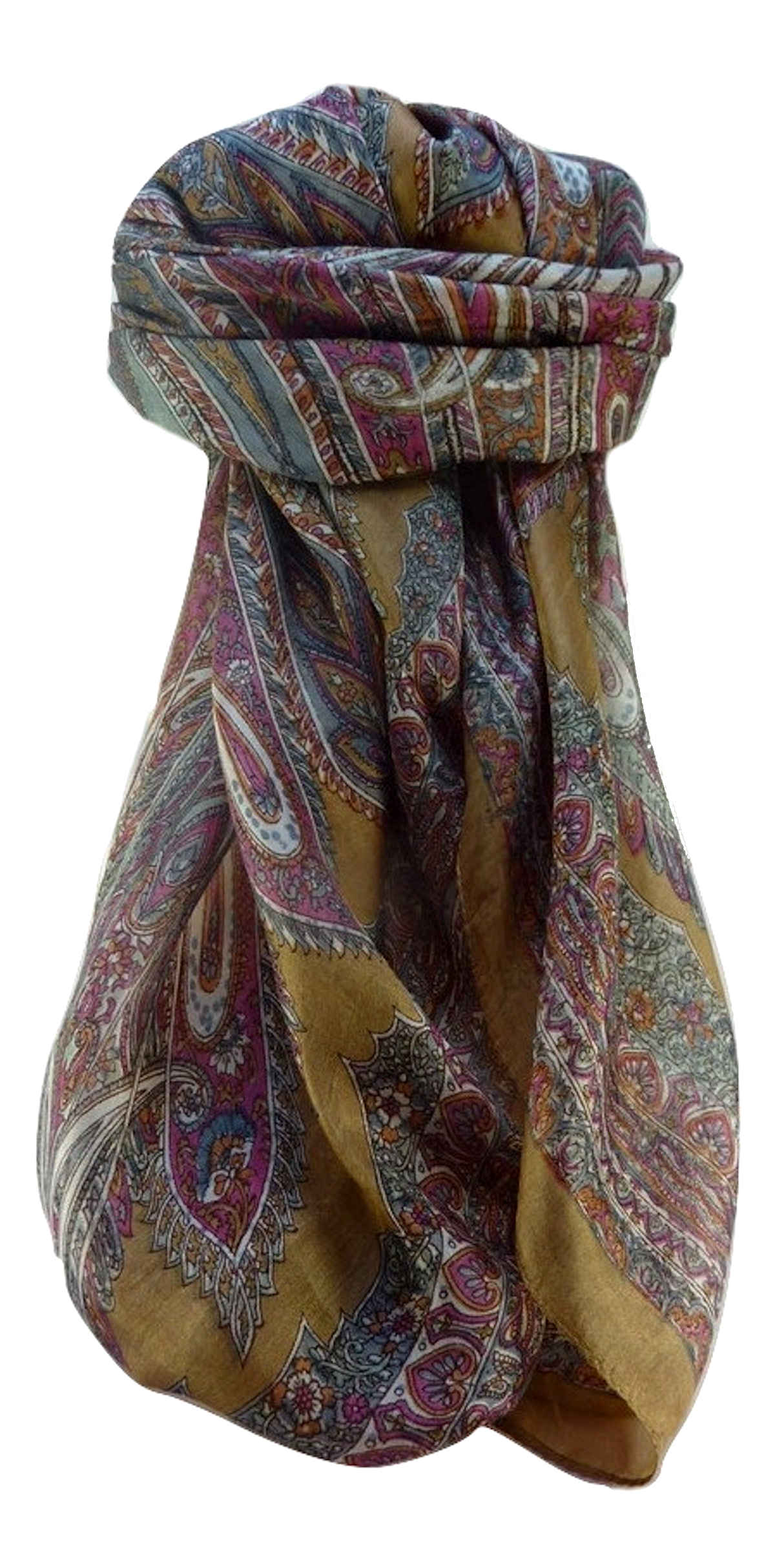 Mulberry Silk Traditional Square Scarf Kajol Chestnut by Pashmina & Silk