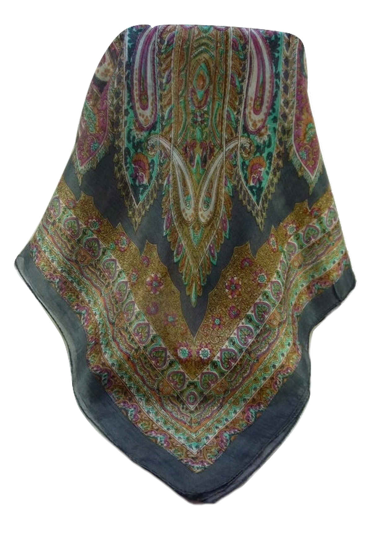 Mulberry Silk Traditional Square Scarf Kajol Grey by Pashmina & Silk