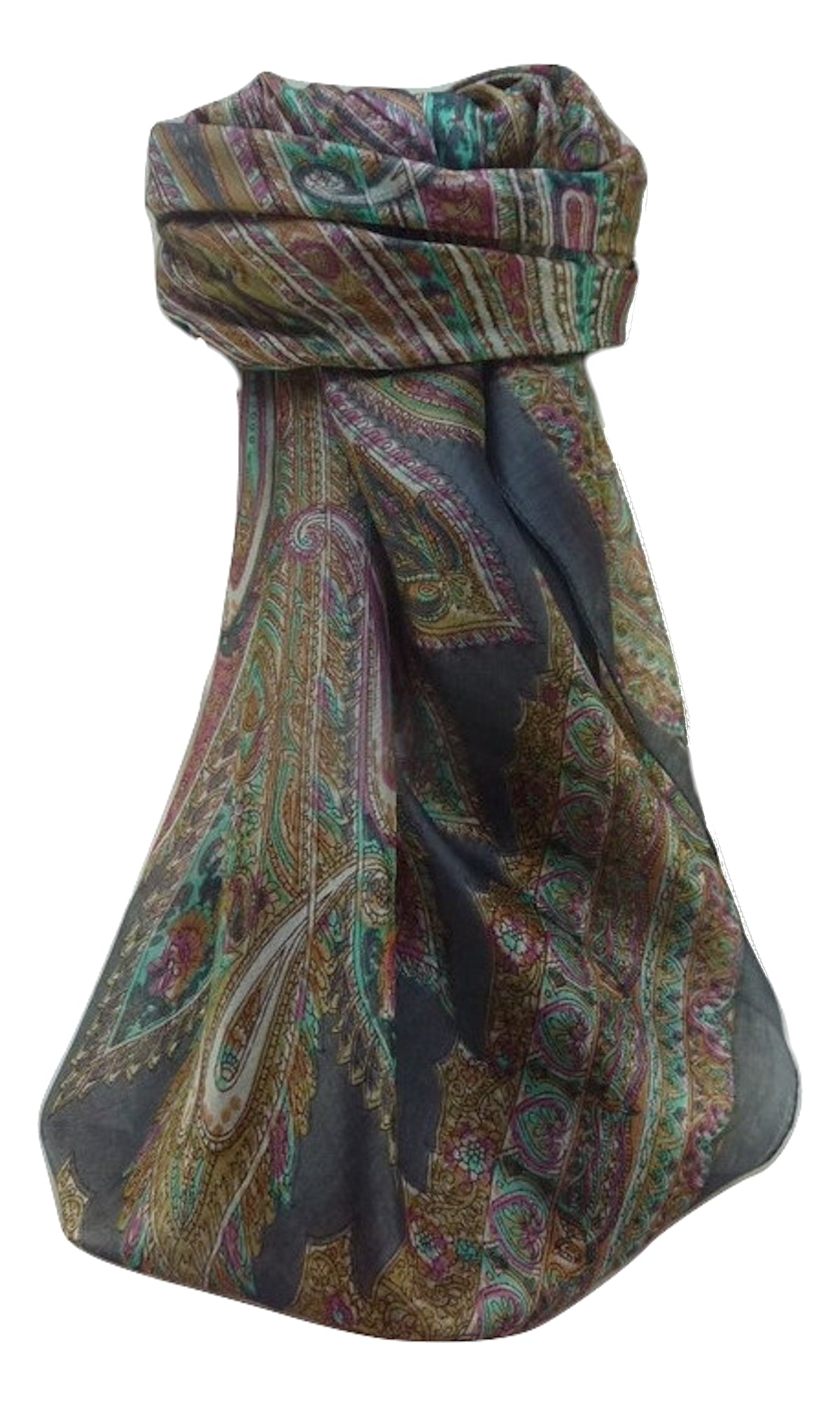Mulberry Silk Traditional Square Scarf Kajol Grey by Pashmina & Silk