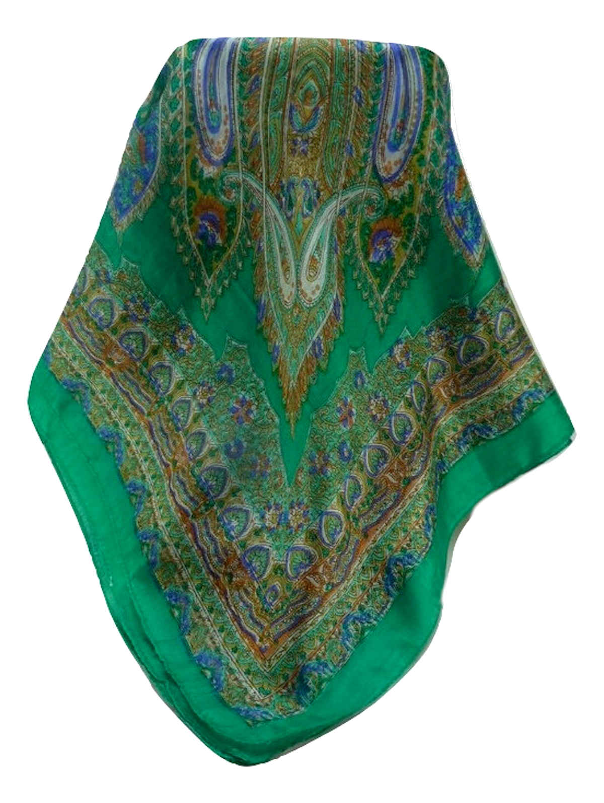 Mulberry Silk Traditional Square Scarf Kajol Emerald by Pashmina & Silk