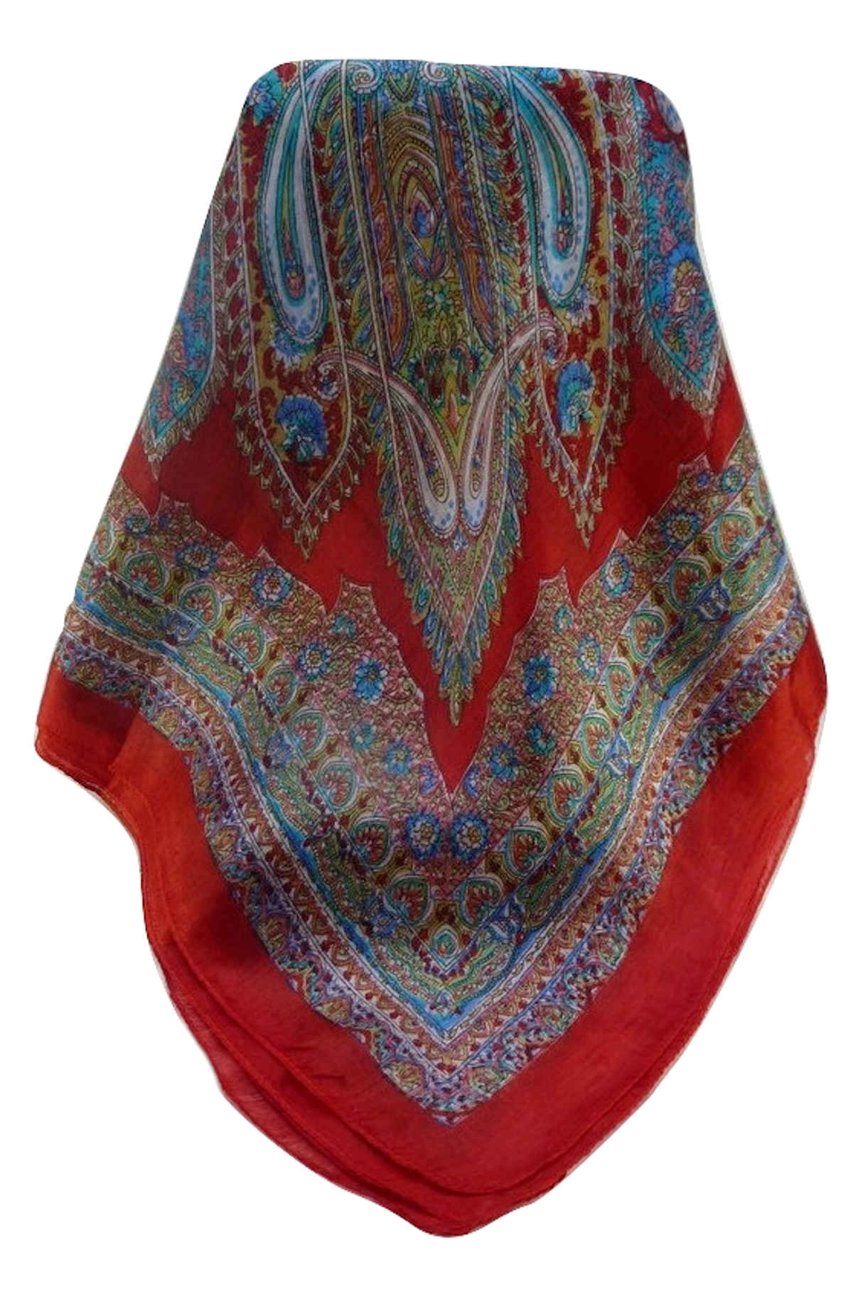 Mulberry Silk Traditional Square Scarf Kajol Scarlet by Pashmina & Silk