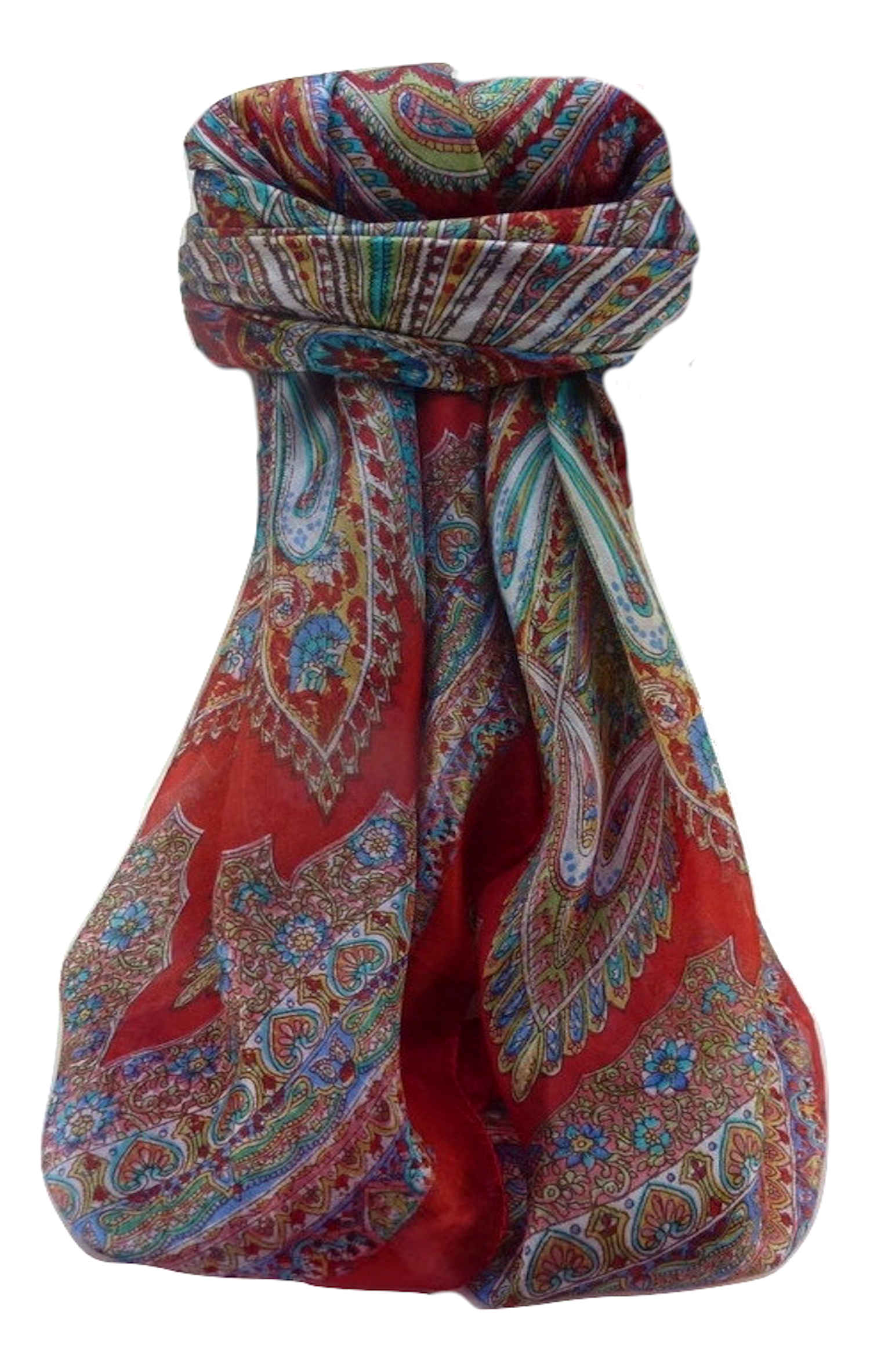 Mulberry Silk Traditional Square Scarf Kajol Scarlet by Pashmina & Silk