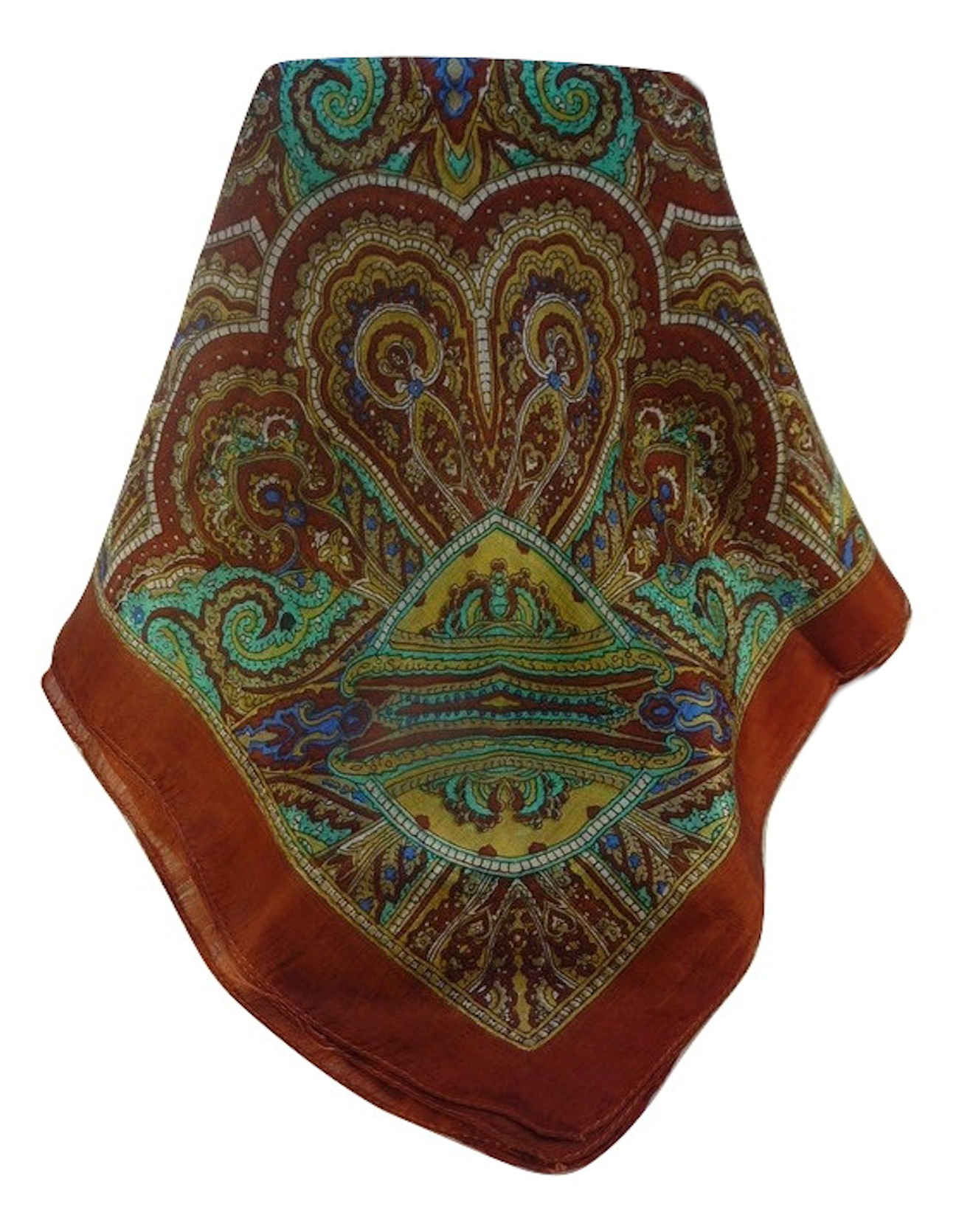 Mulberry Silk Traditional Square Scarf Kiya Copper by Pashmina & Silk