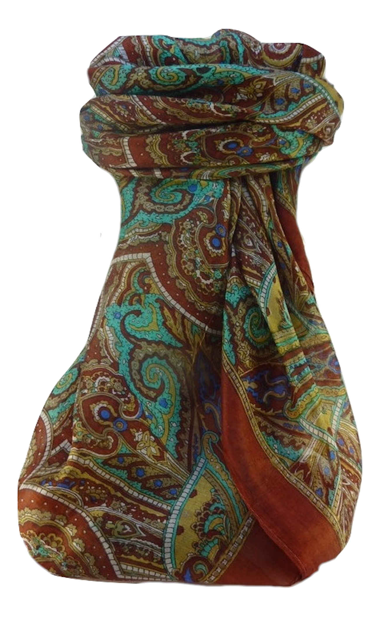 Mulberry Silk Traditional Square Scarf Kiya Copper by Pashmina & Silk