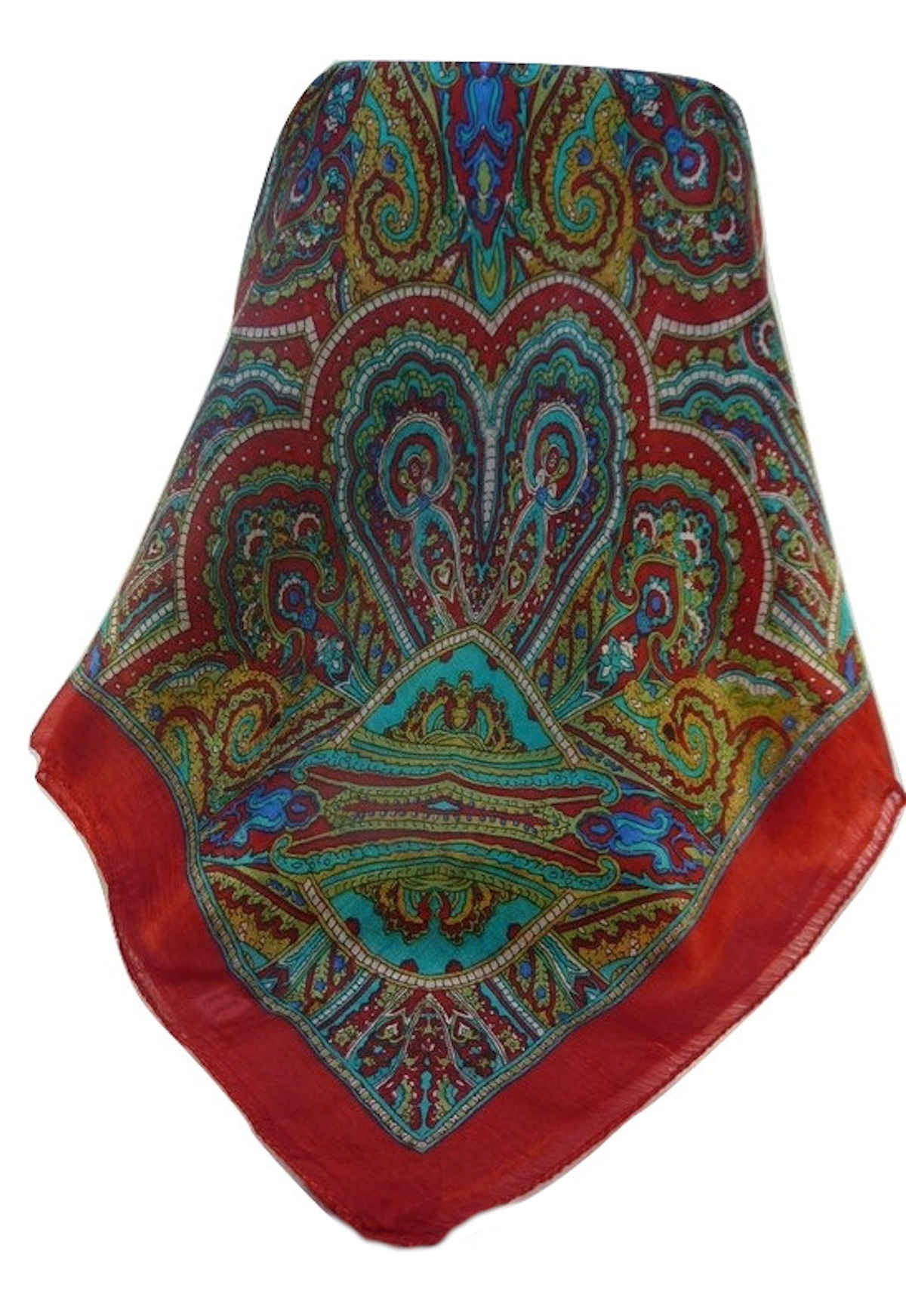 Mulberry Silk Traditional Square Scarf Kiya Scarlet by Pashmina & Silk